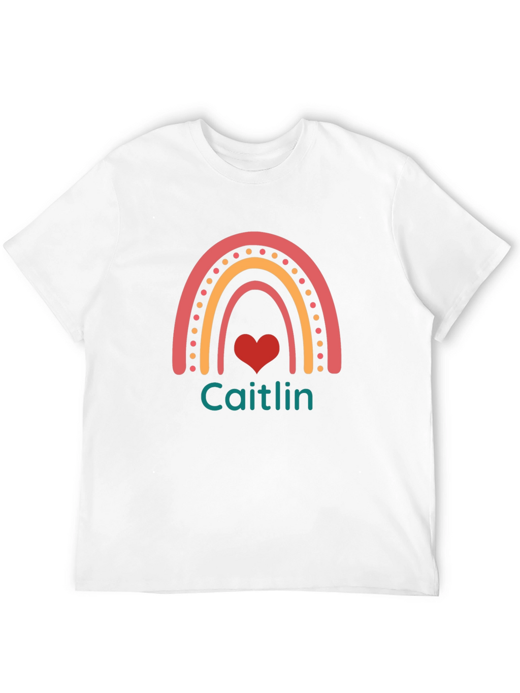 Caitlin Rainbow Heart Personalized T-Shirt