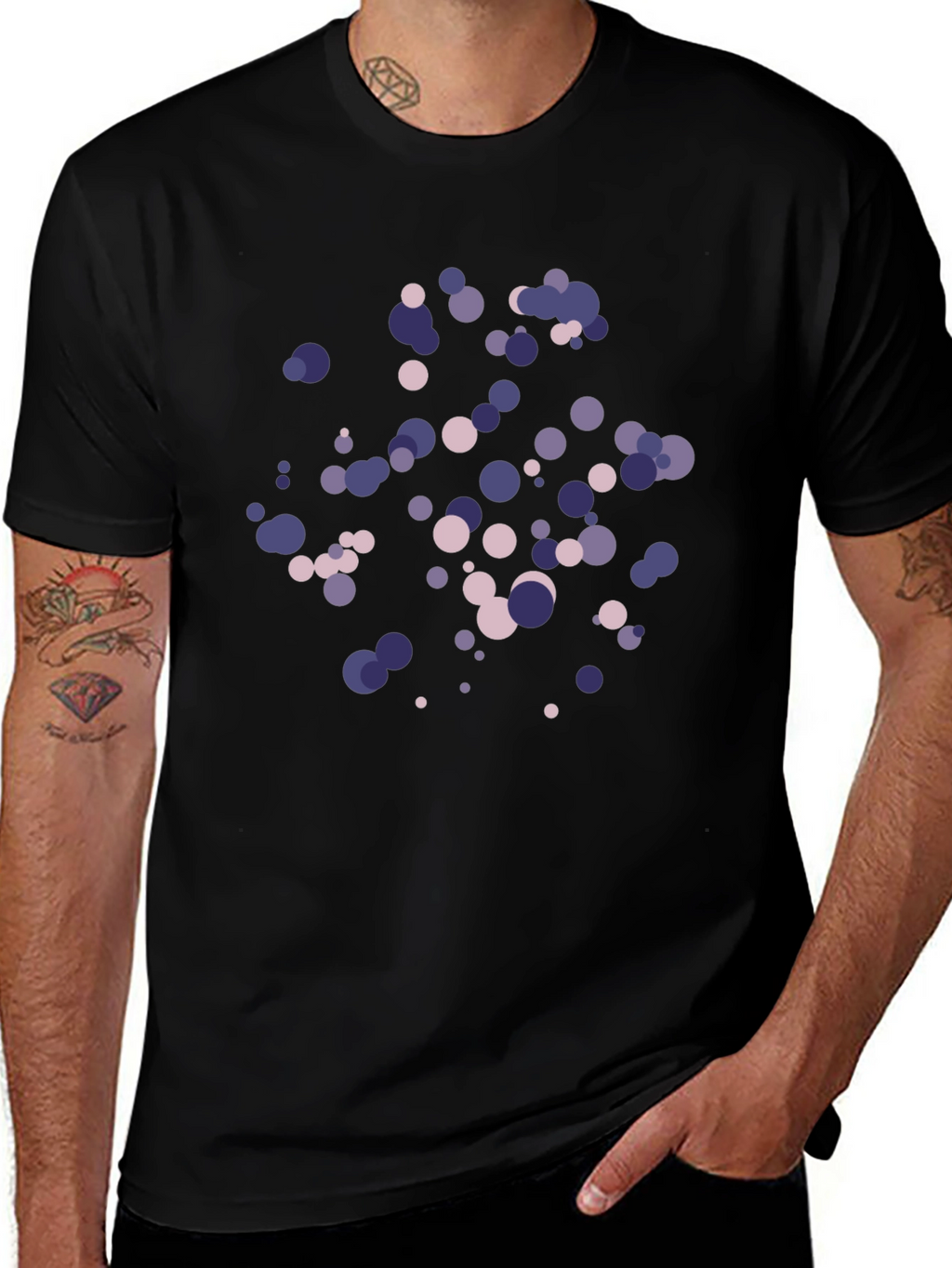 Stylish Circle Pattern Black T-Shirt