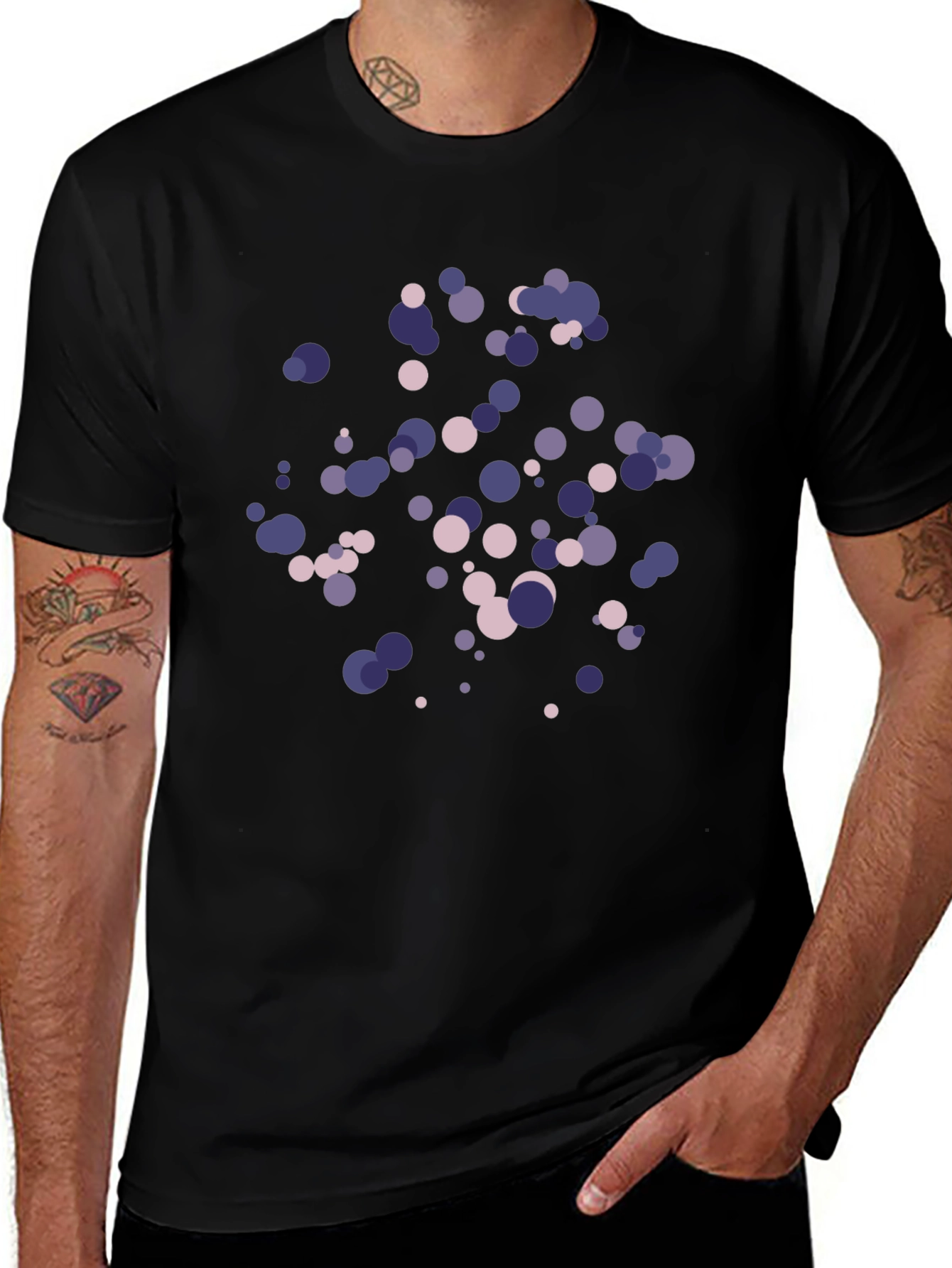 Stylish Circle Pattern Black T-Shirt