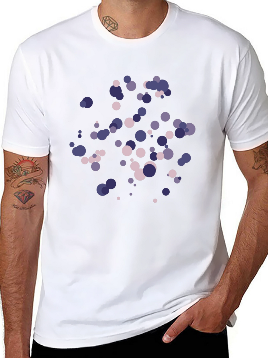 Stylish Circle Pattern Black T-Shirt
