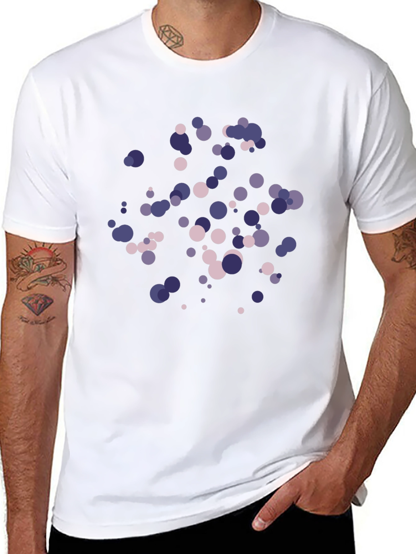 Stylish Circle Pattern Black T-Shirt