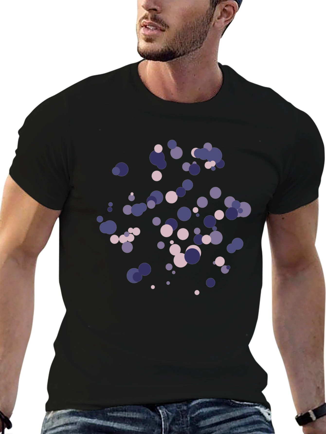Stylish Circle Pattern Black T-Shirt