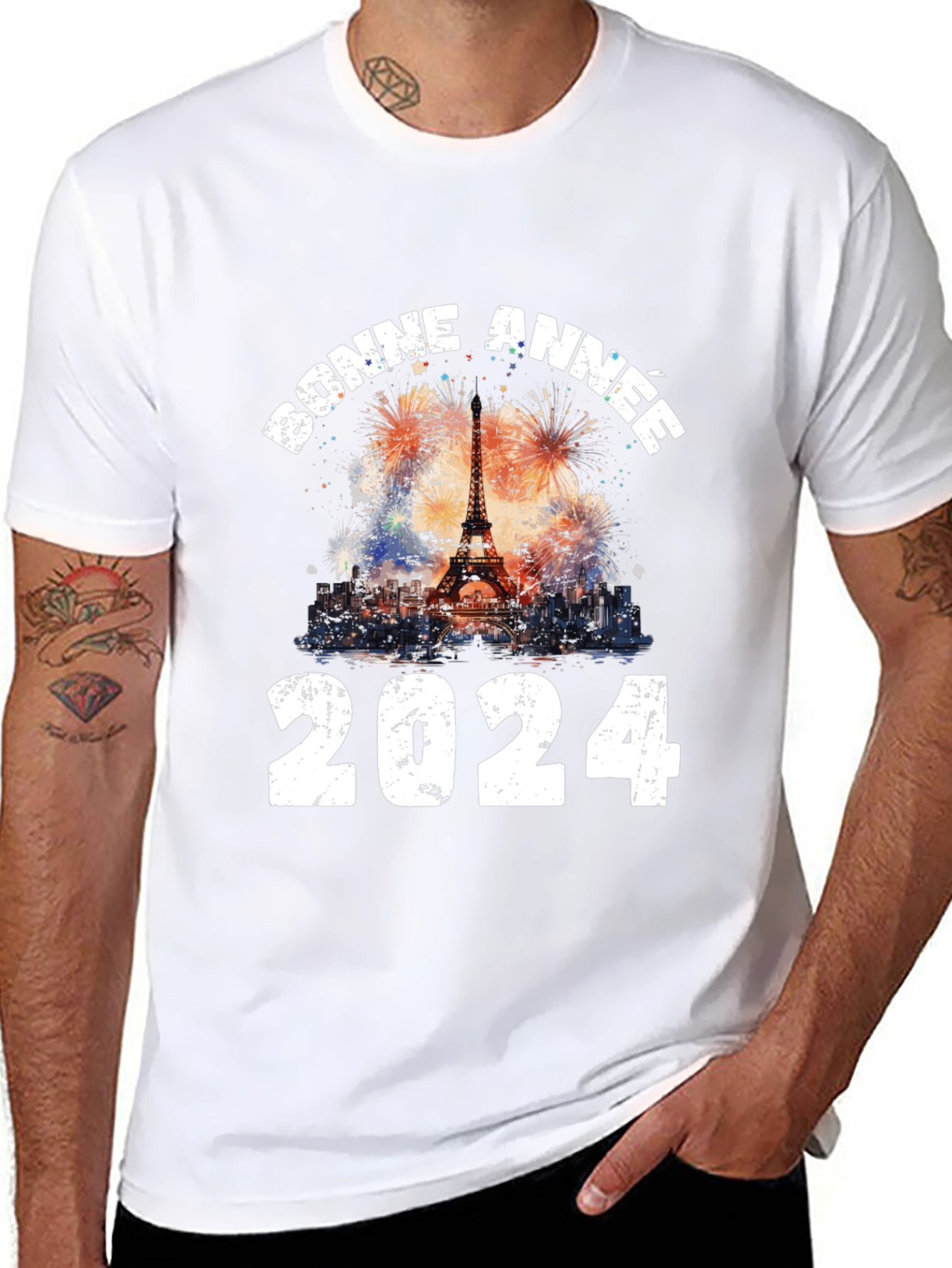 Bonne Annee 2024 T-Shirt: Eiffel Tower New Year Tee