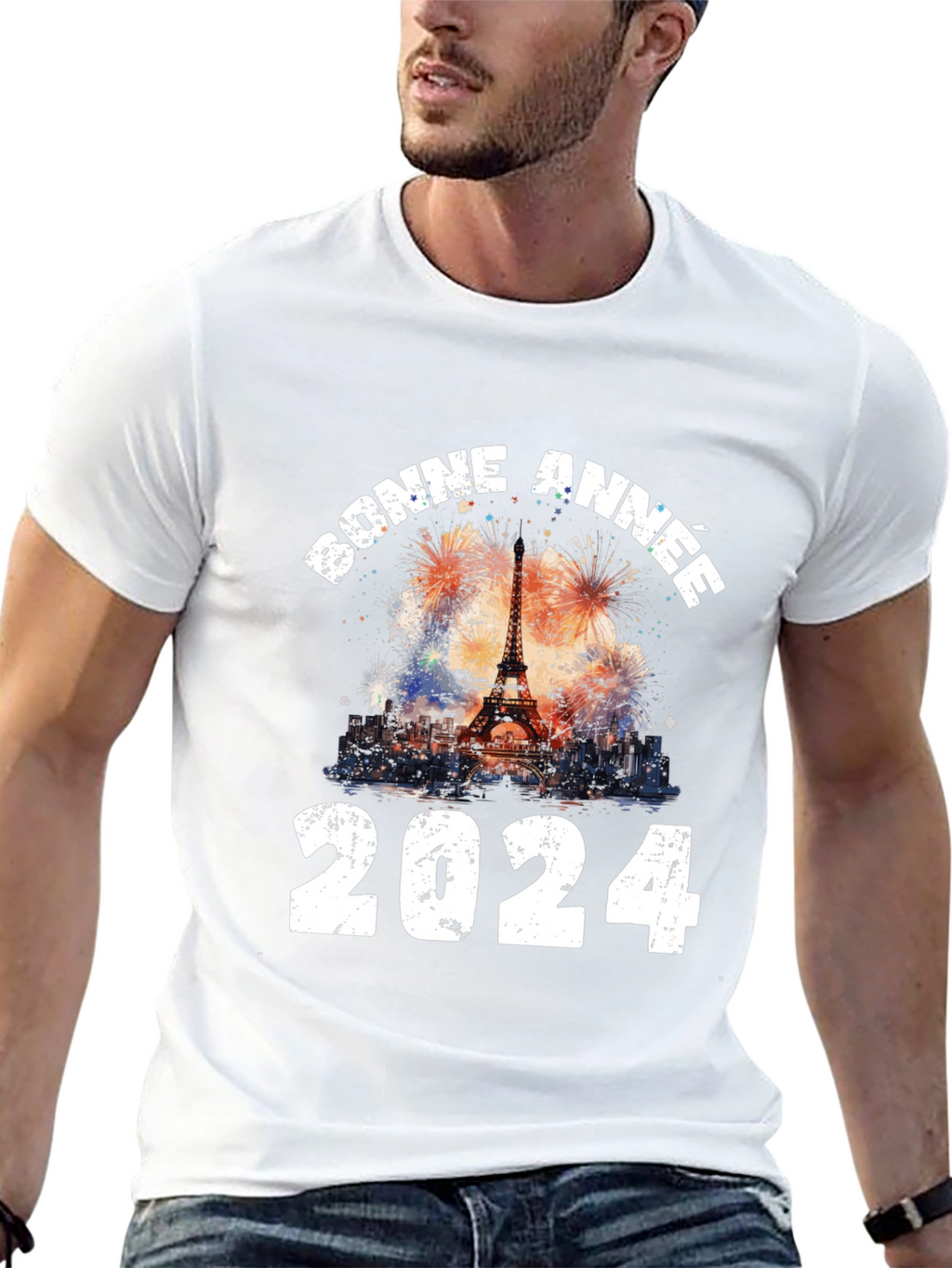 Bonne Annee 2024 T-Shirt: Eiffel Tower New Year Tee
