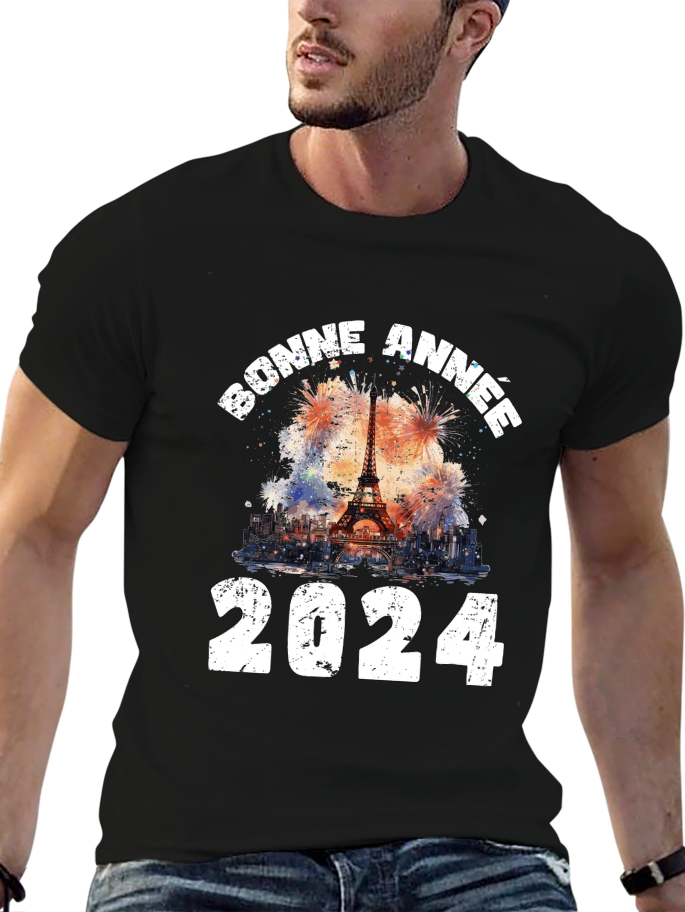 Bonne Annee 2024 T-Shirt: Eiffel Tower New Year Tee