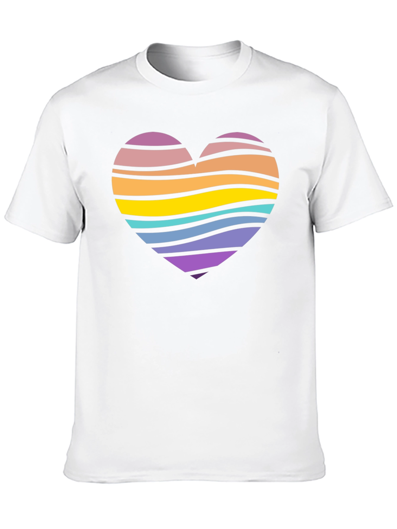 Striped Heart Graphic Black T-Shirt