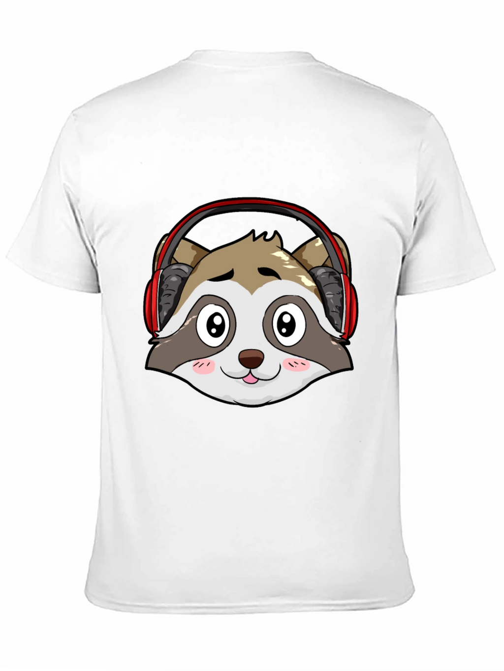 Cool Raccoon Headphone Graphic Black T-Shirt