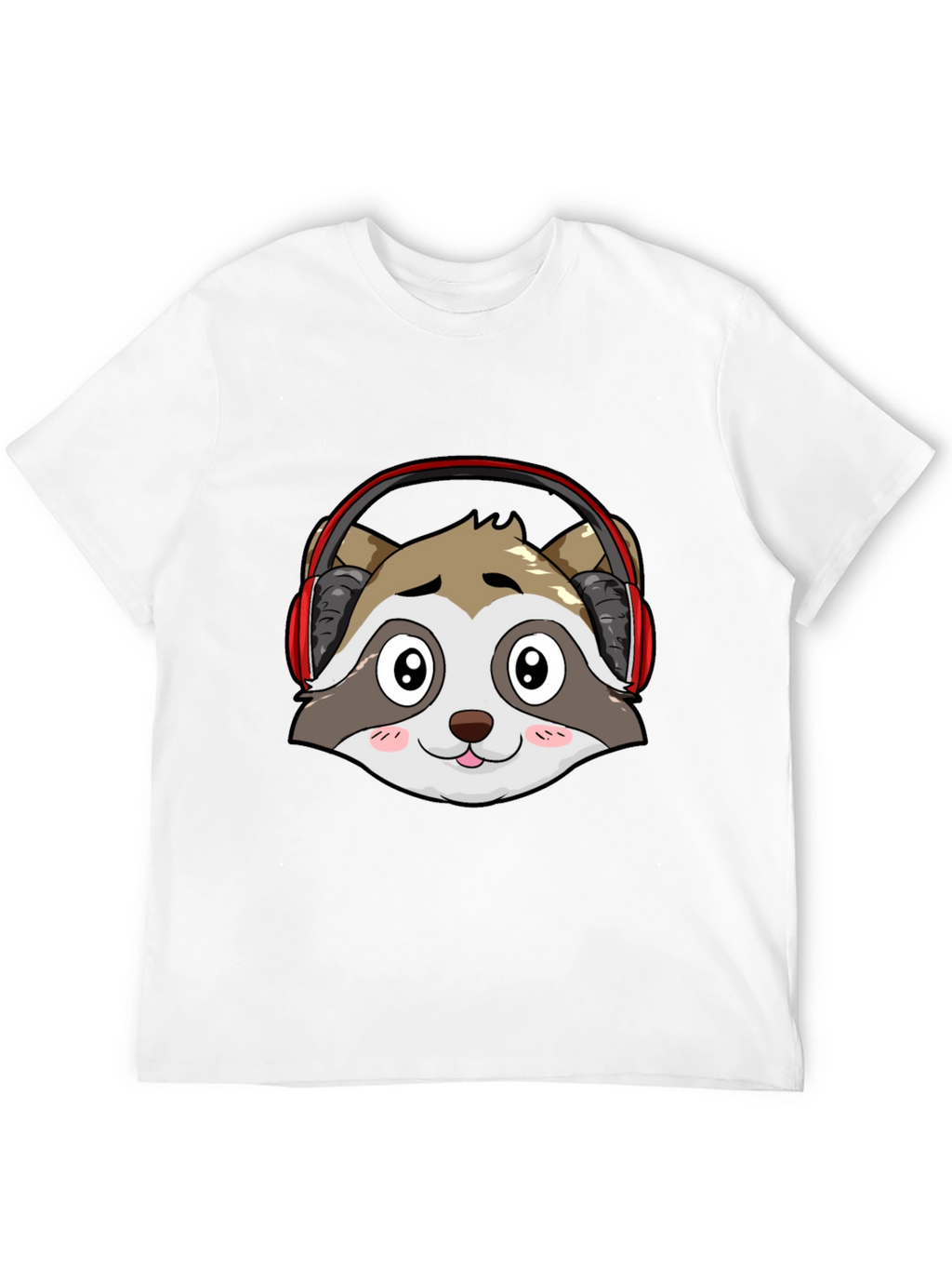 Cool Raccoon Headphone Graphic Black T-Shirt