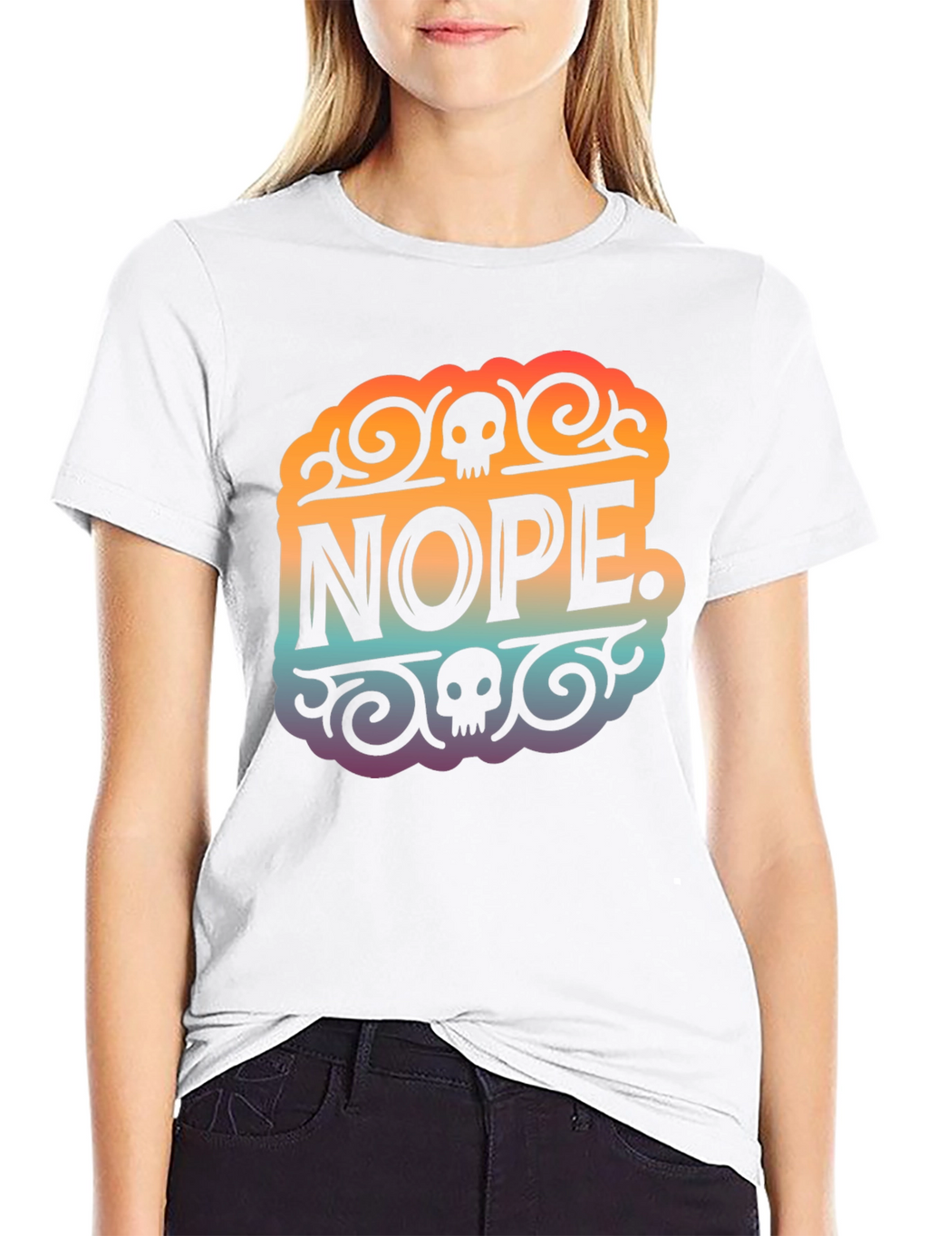 Nope Skull Graphic T-Shirt - Black