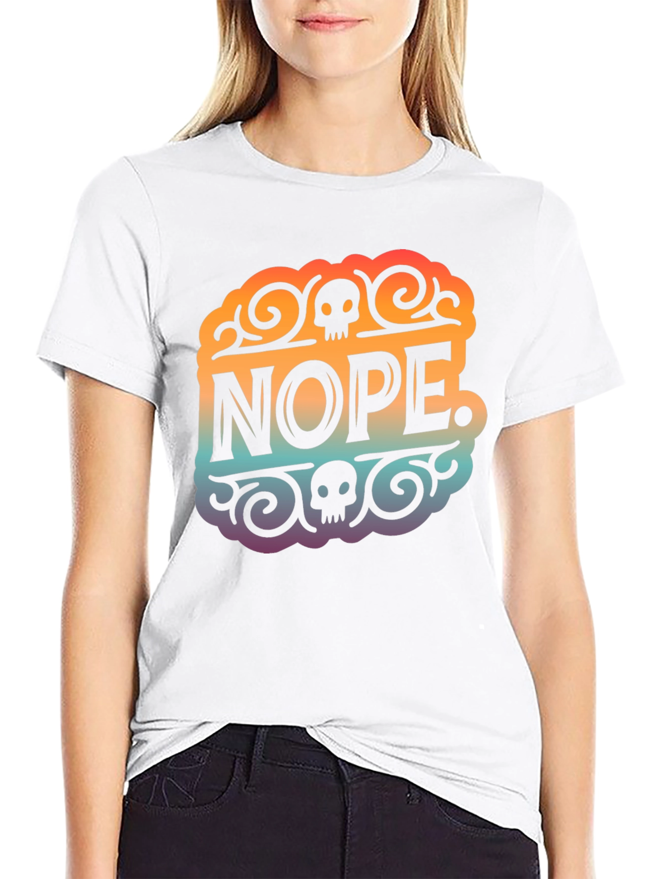 Nope Skull Graphic T-Shirt - Black