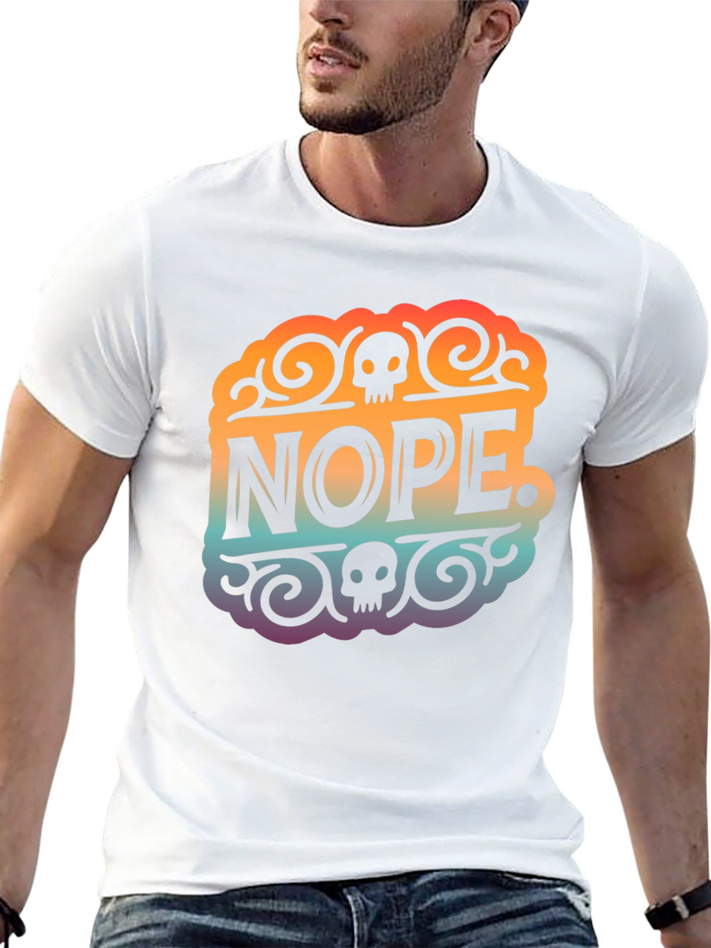Nope Skull Graphic T-Shirt - Black