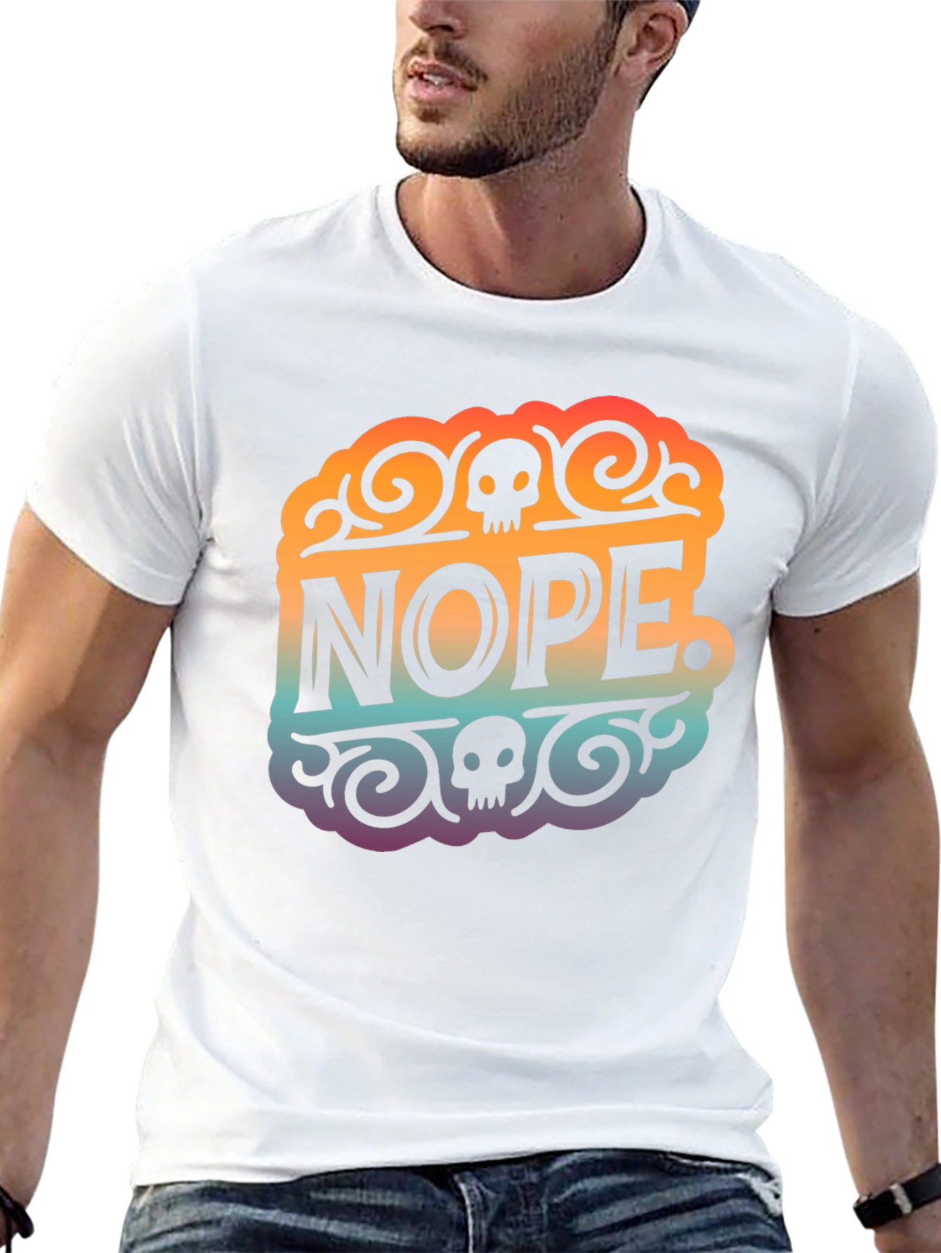 Nope Skull Graphic T-Shirt - Black