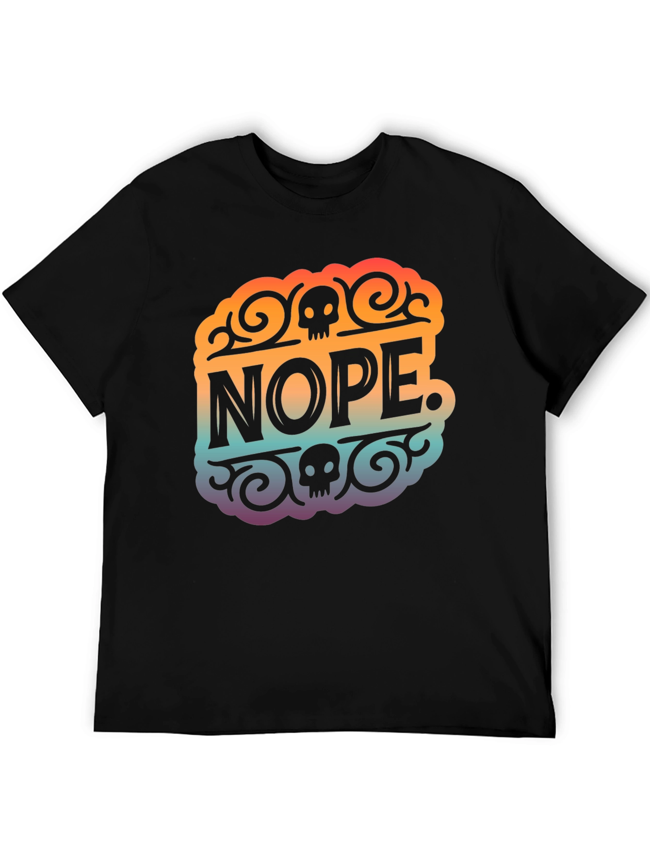Nope Skull Graphic T-Shirt - Black