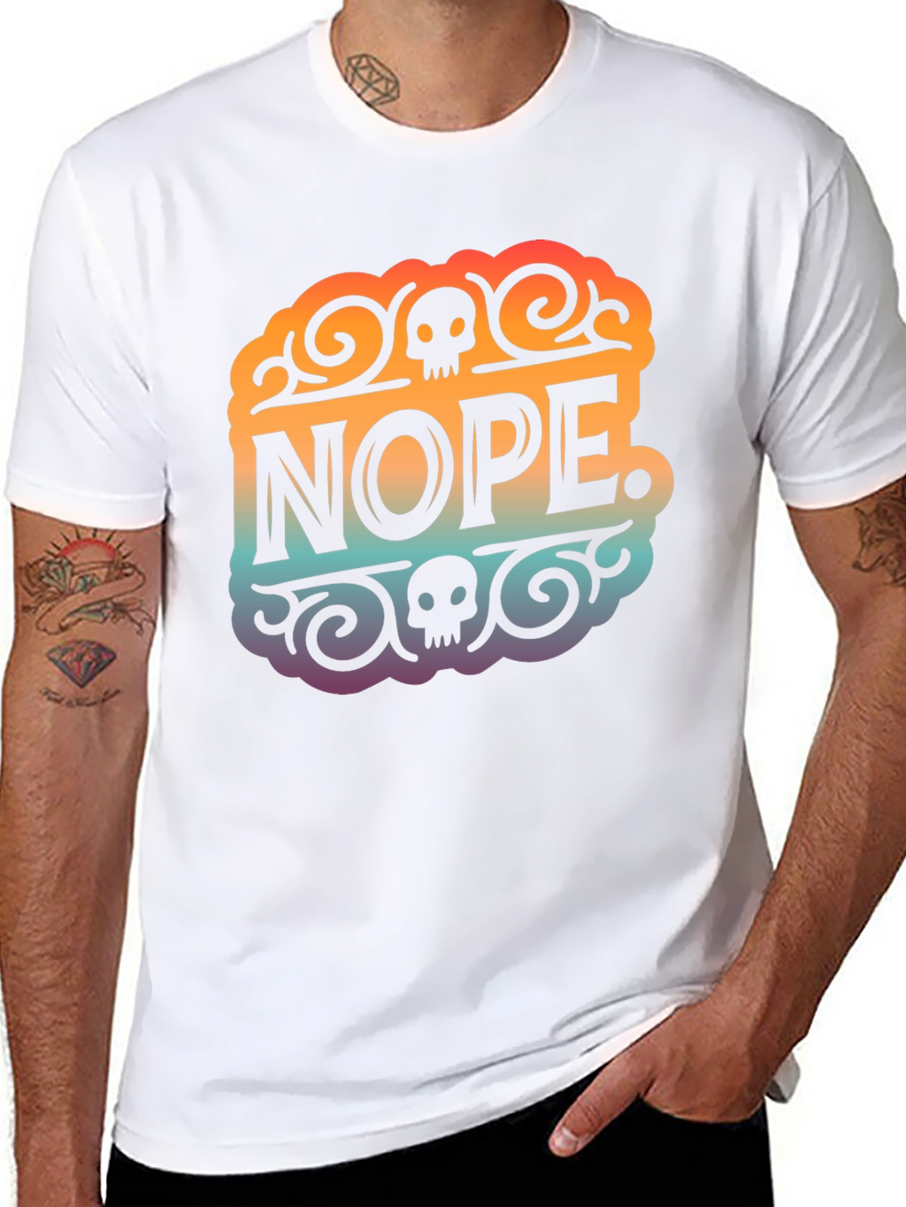 Nope Skull Graphic T-Shirt - Black