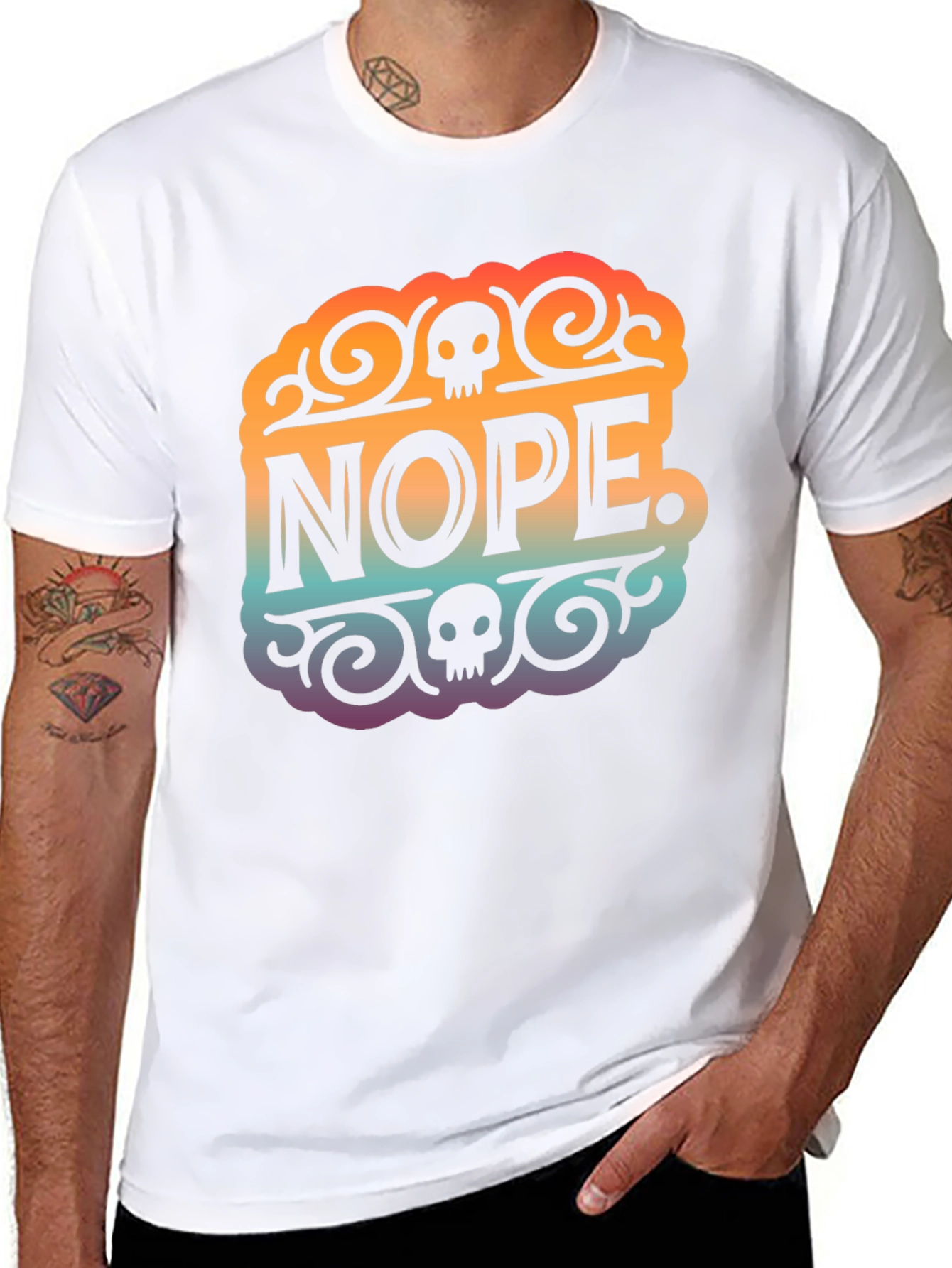 Nope Skull Graphic T-Shirt - Black