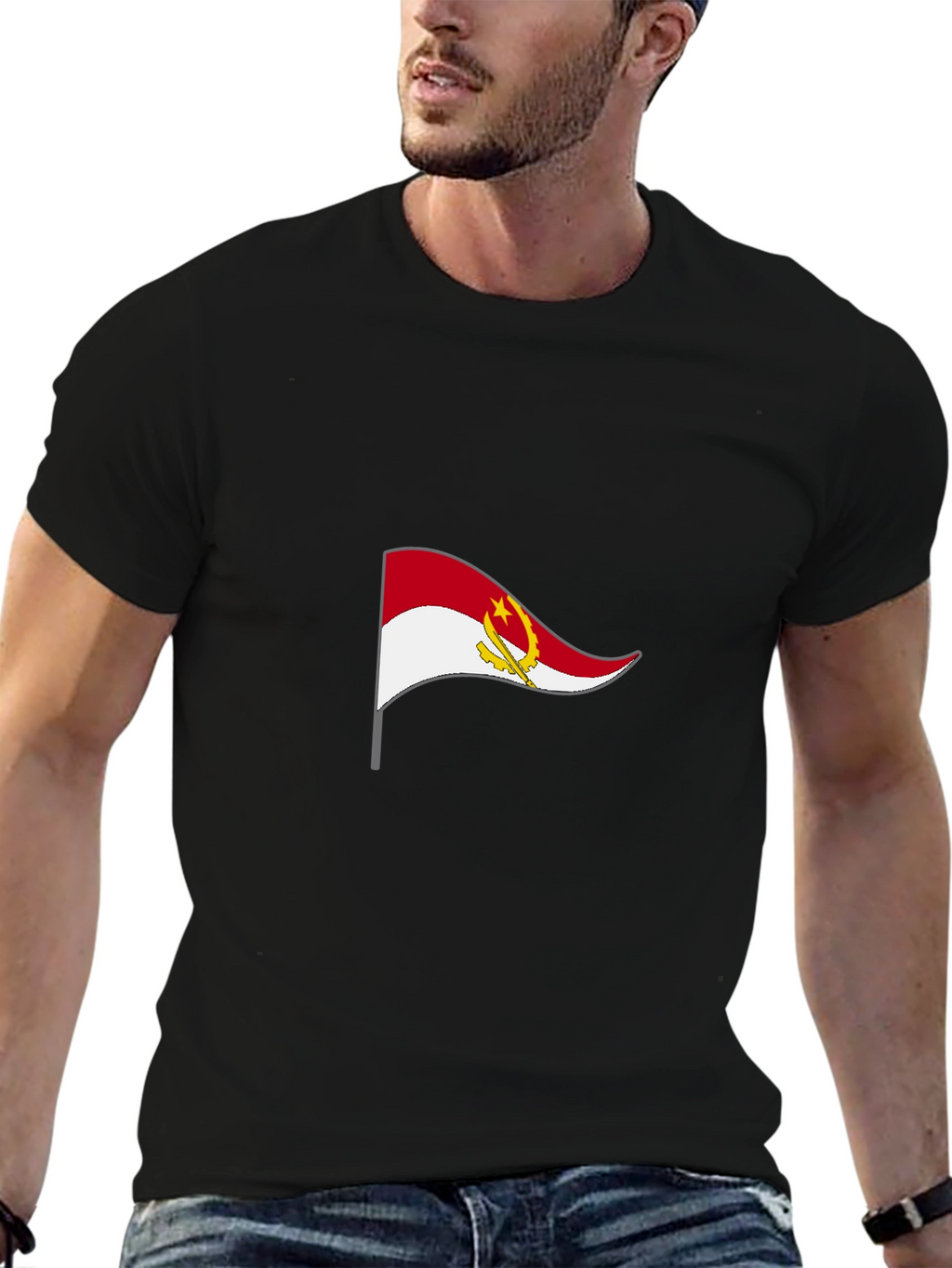 Angola Flag Black T-Shirt - Show Your Pride!