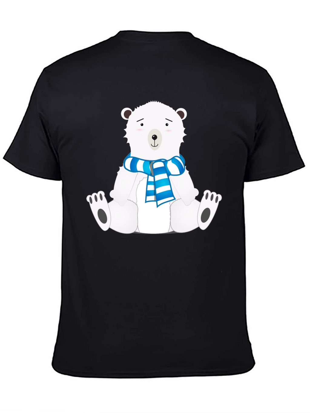 Polar Bear Scarf Graphic Black Tee