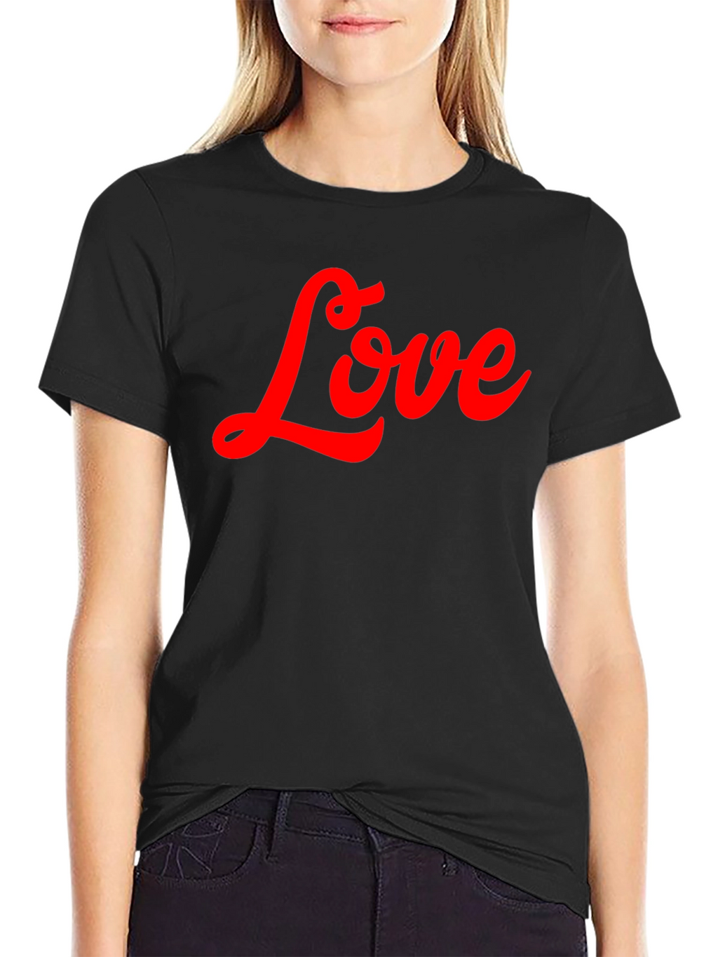 Love Script T-Shirt - Stylish Black Tee