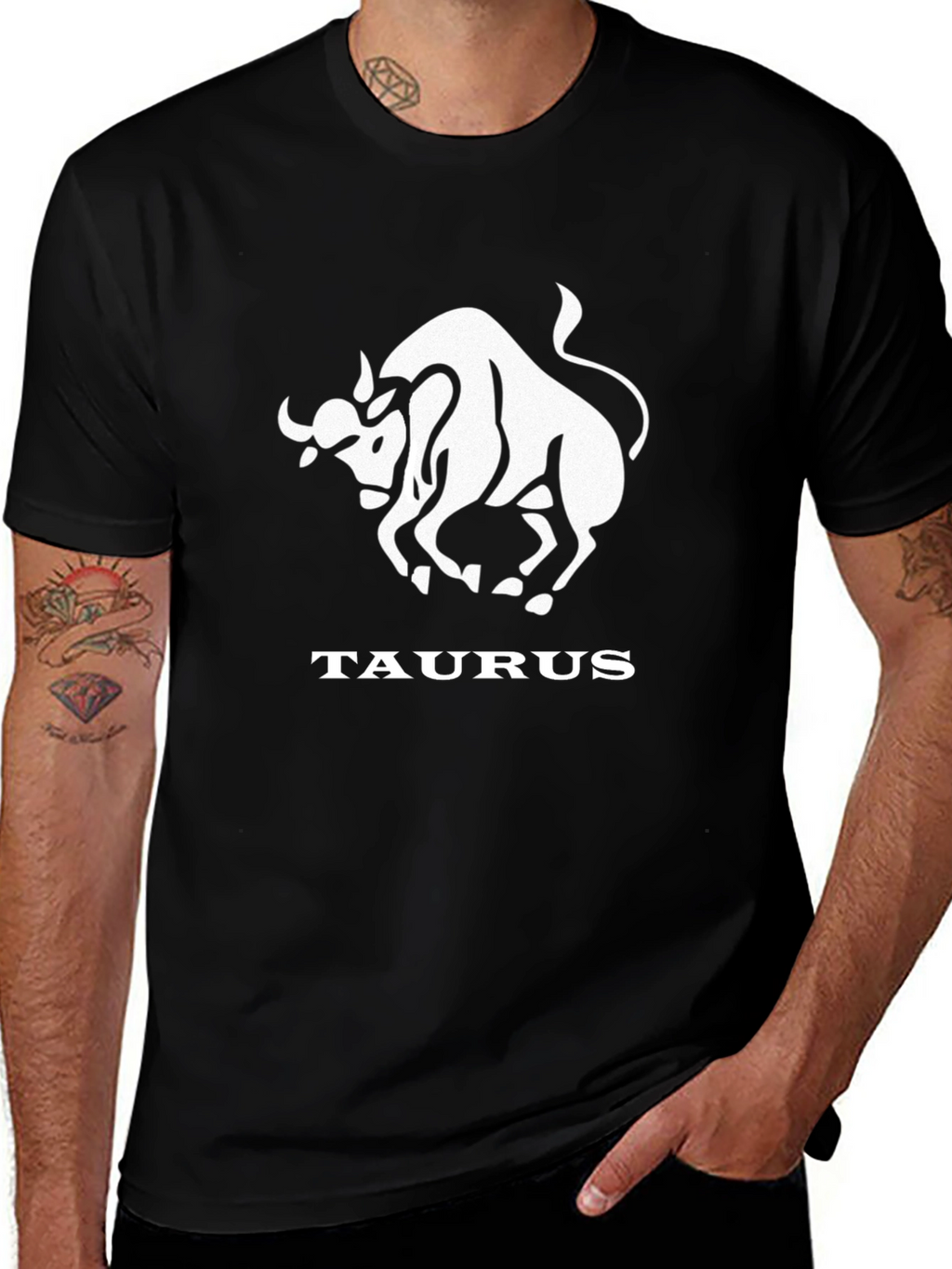 Taurus Zodiac Sign Graphic Tee - Black