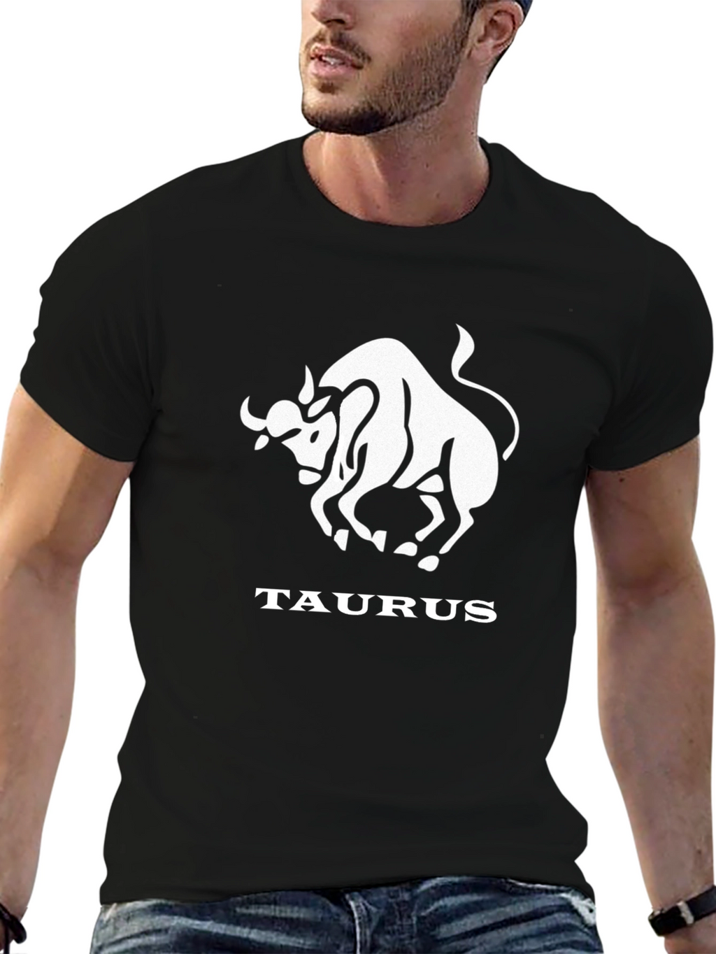 Taurus Zodiac Sign Graphic Tee - Black