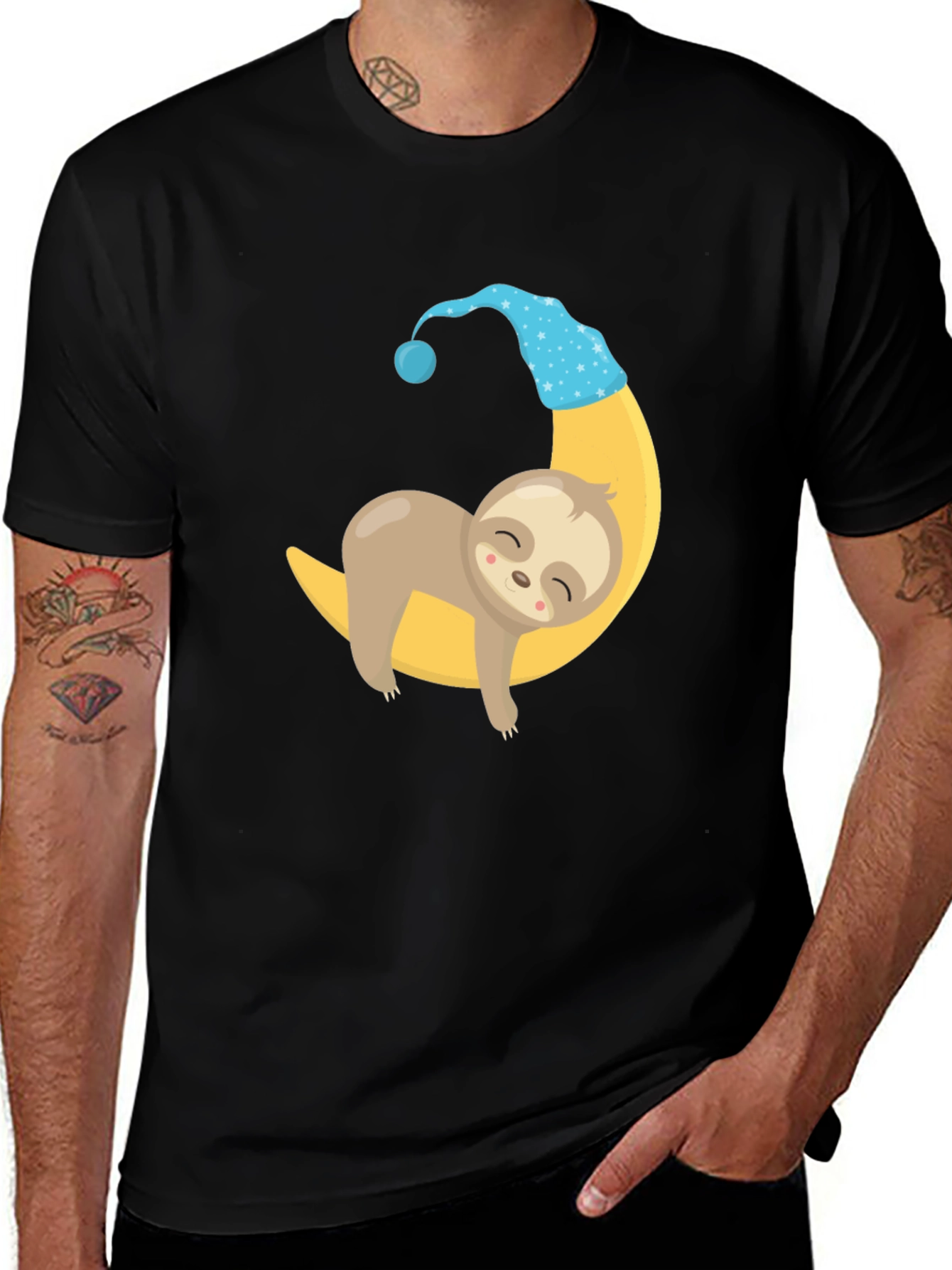 Sleepy Sloth Moon Graphic Tee - Comfortable & Stylish