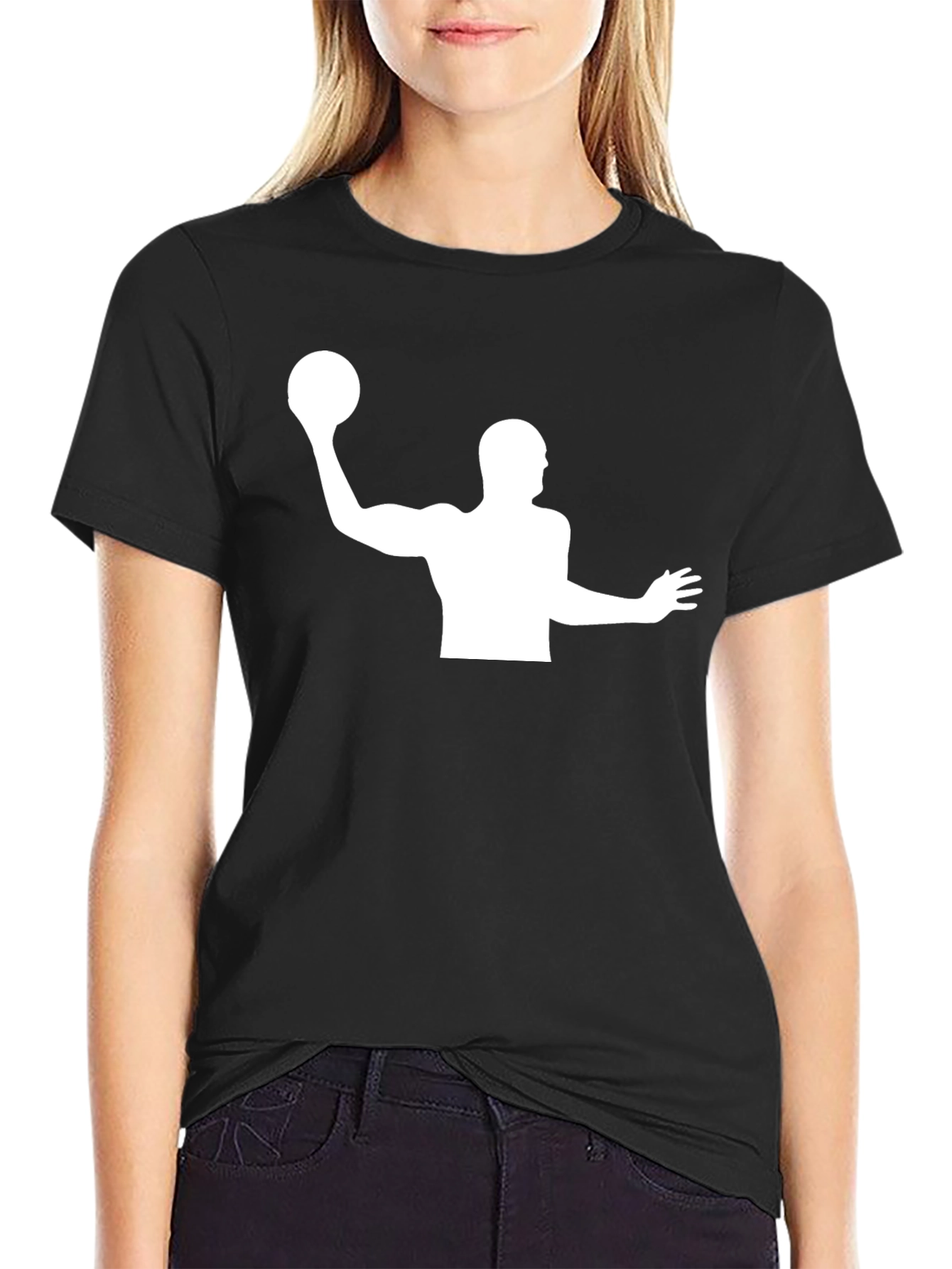 Water Polo Player Graphic T-Shirt - Black