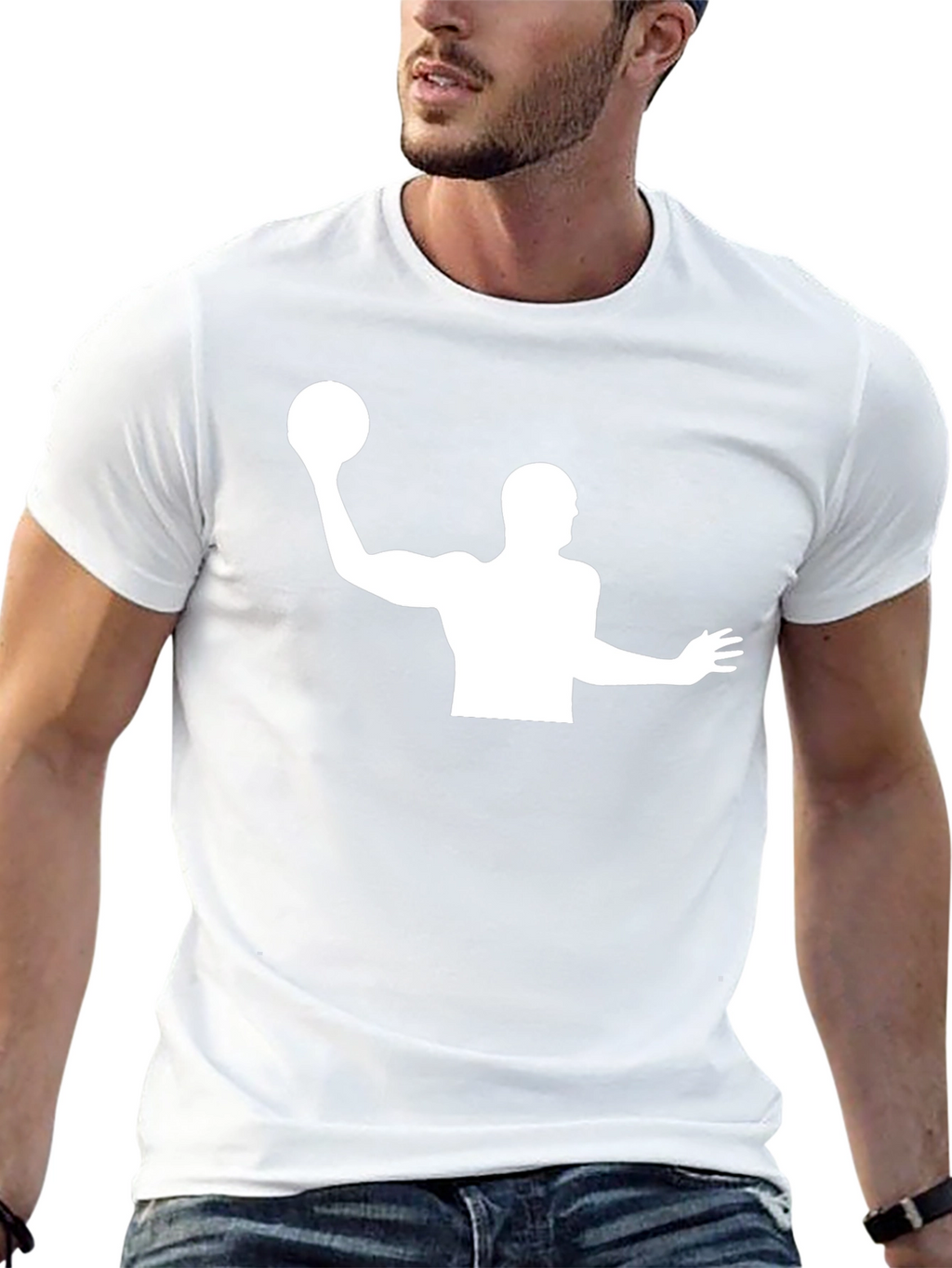 Water Polo Player Graphic T-Shirt - Black