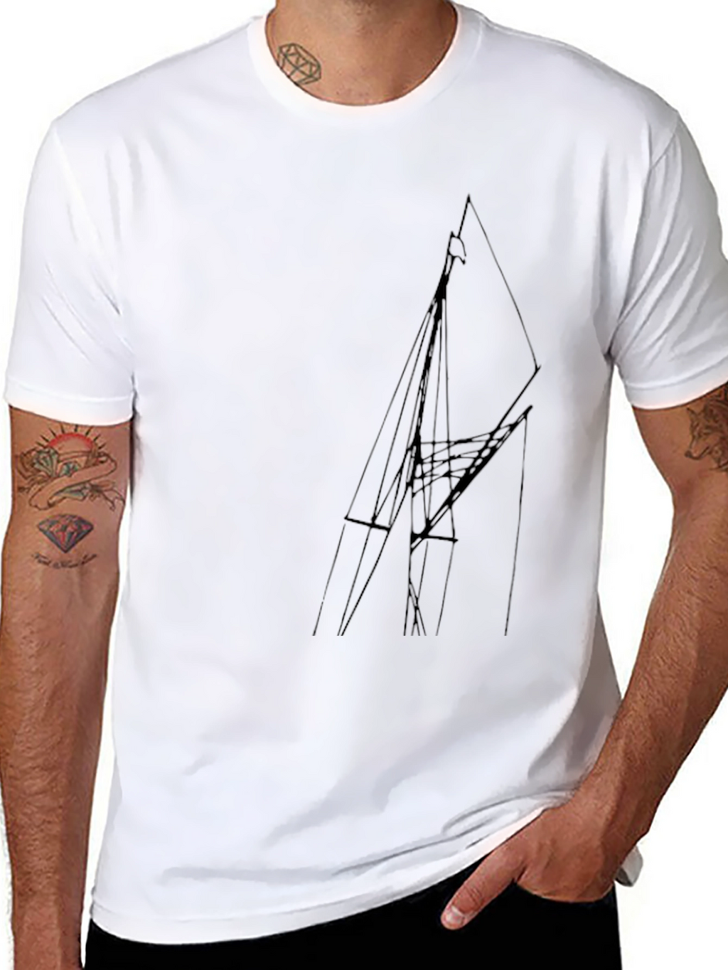 Abstract Lines Black T-Shirt