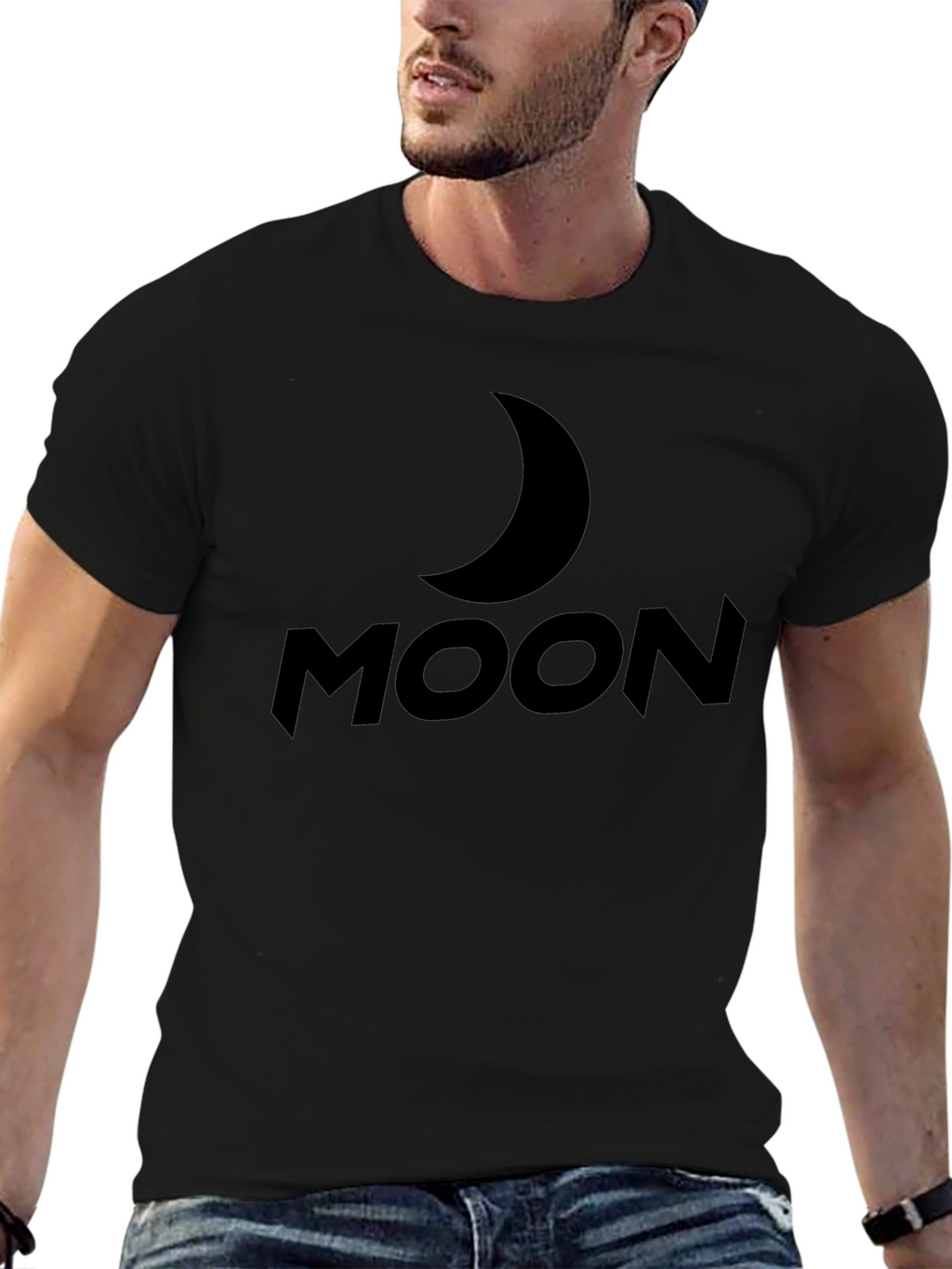 Moon Graphic T-Shirt - Black Casual