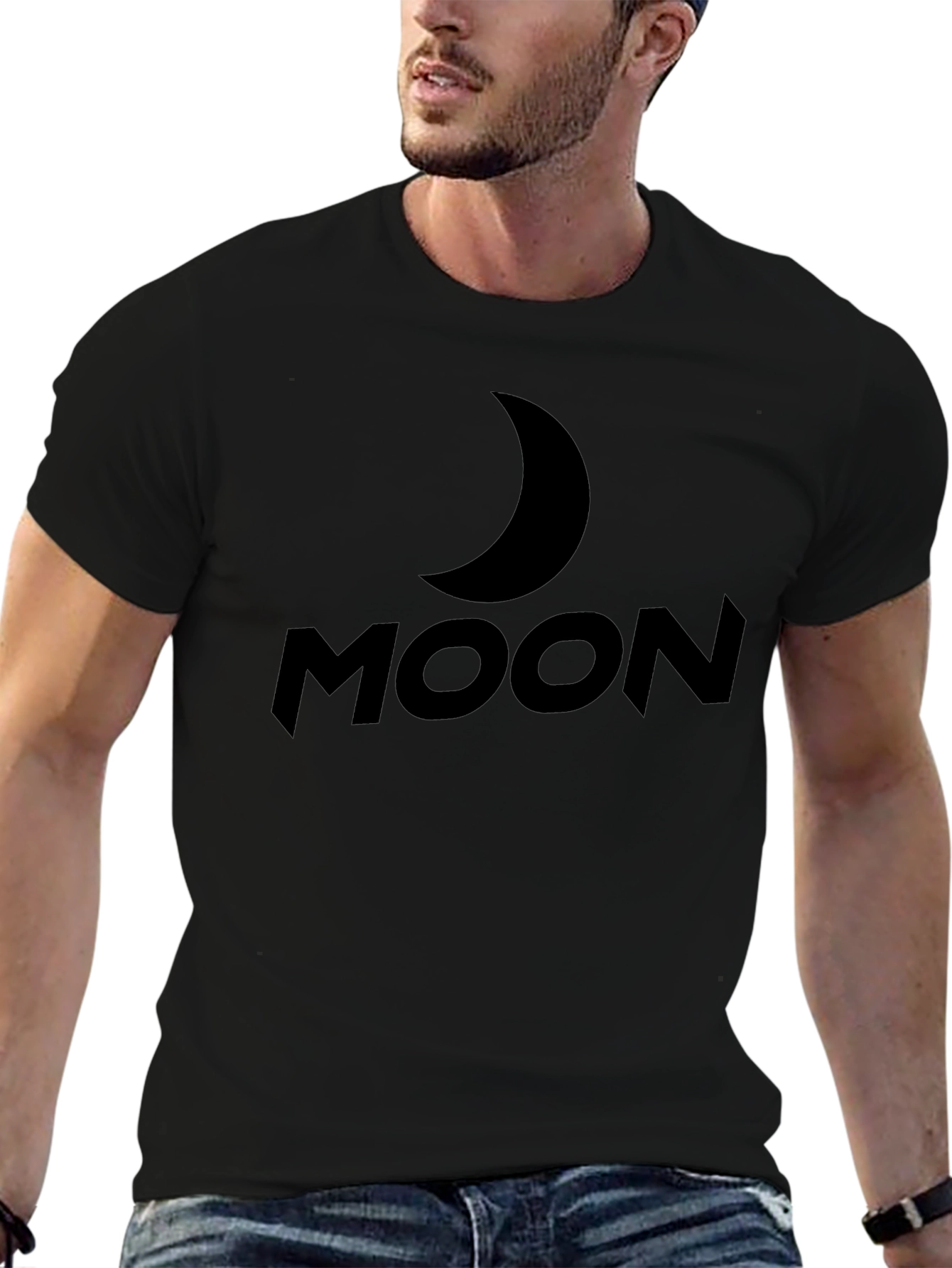 Moon Graphic T-Shirt - Black Casual