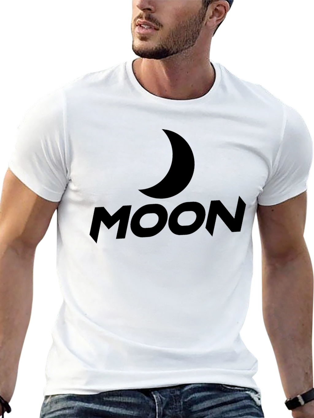 Moon Graphic T-Shirt - Black Casual