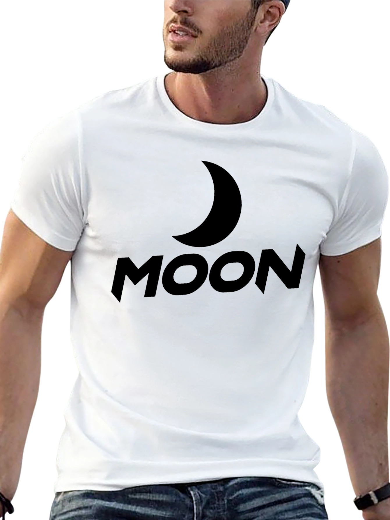 Moon Graphic T-Shirt - Black Casual