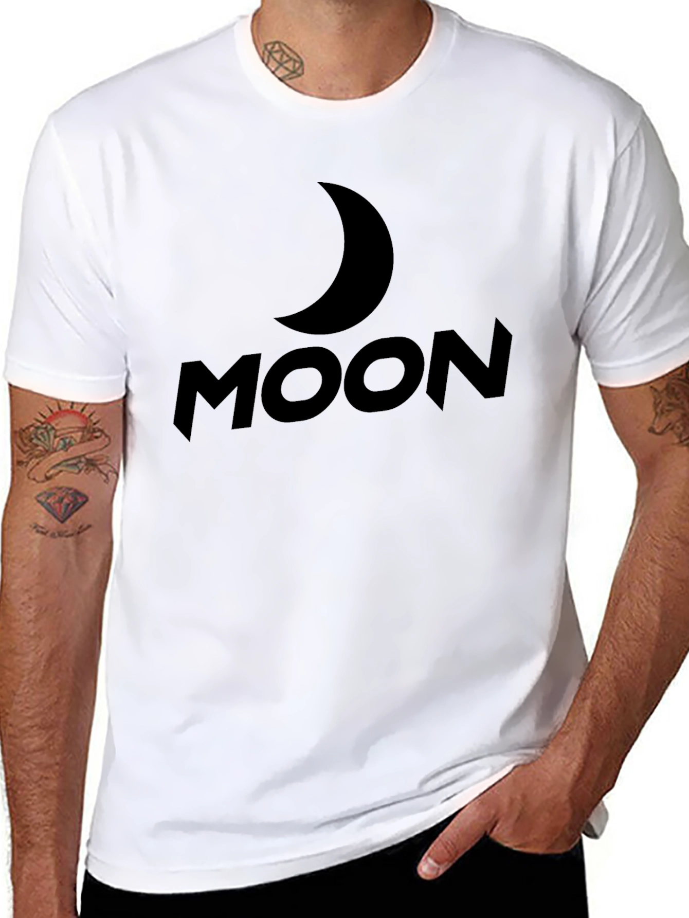 Moon Graphic T-Shirt - Black Casual