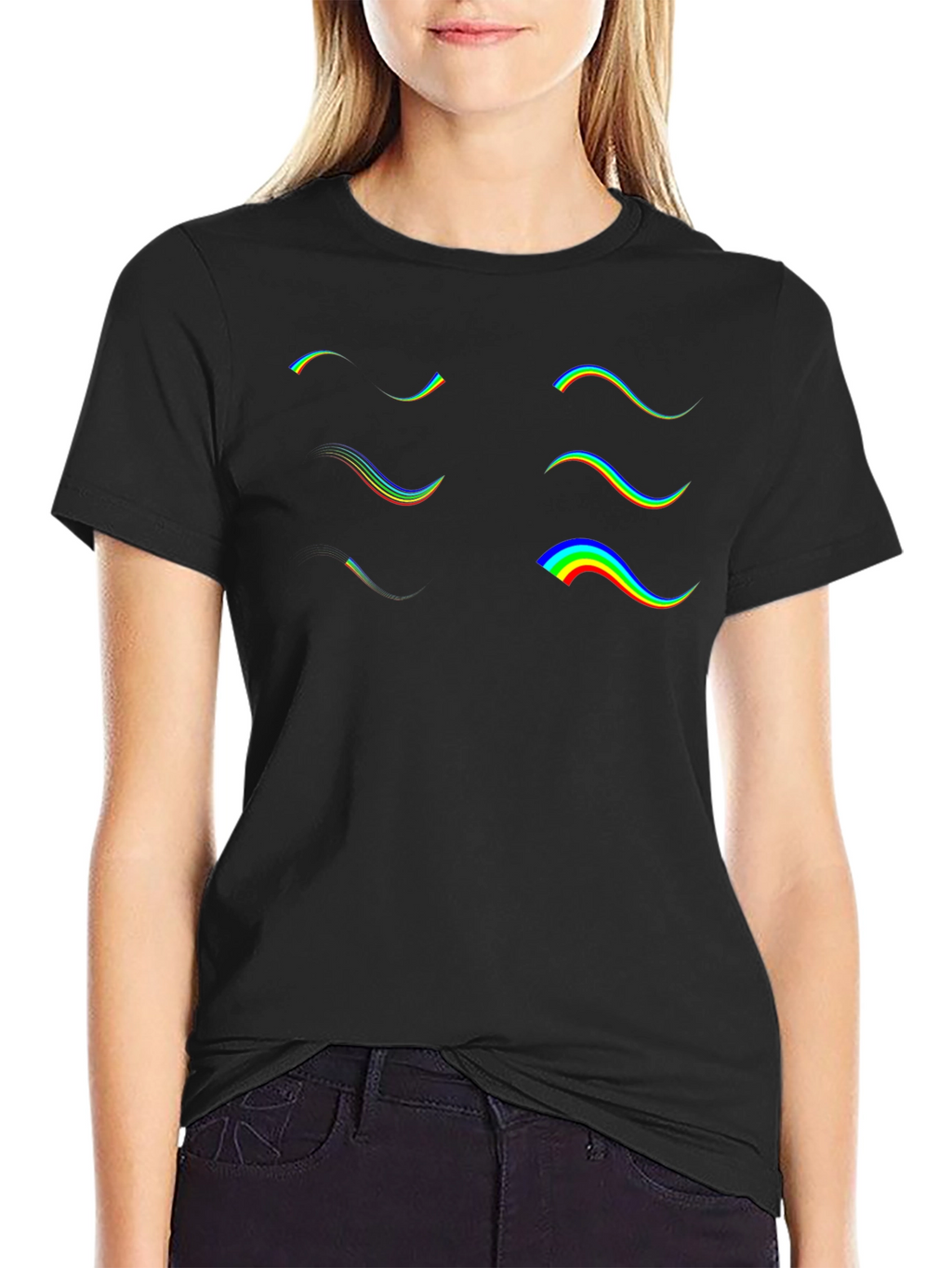 Retro Wave Graphic Tee - Black Cotton T-Shirt