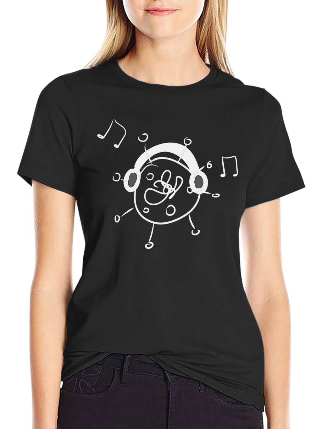Musical Doodle Graphic Tee - Soft Black Cotton
