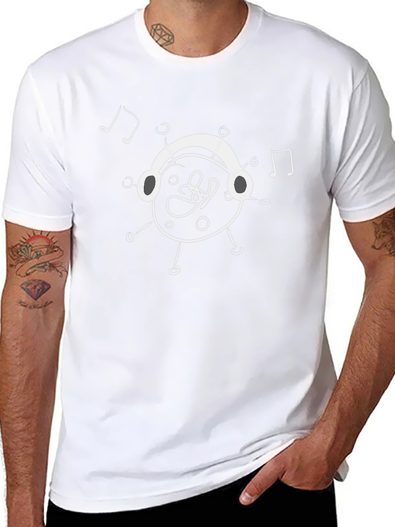 Musical Doodle Graphic Tee - Soft Black Cotton
