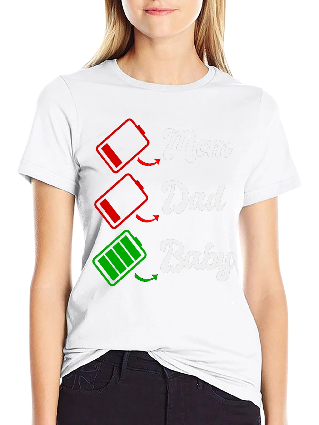 Funny Family Matching T-Shirt: Low Battery Mom Dad Baby