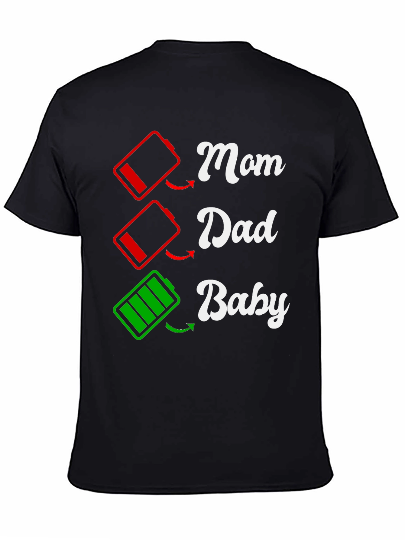Funny Family Matching T-Shirt: Low Battery Mom Dad Baby