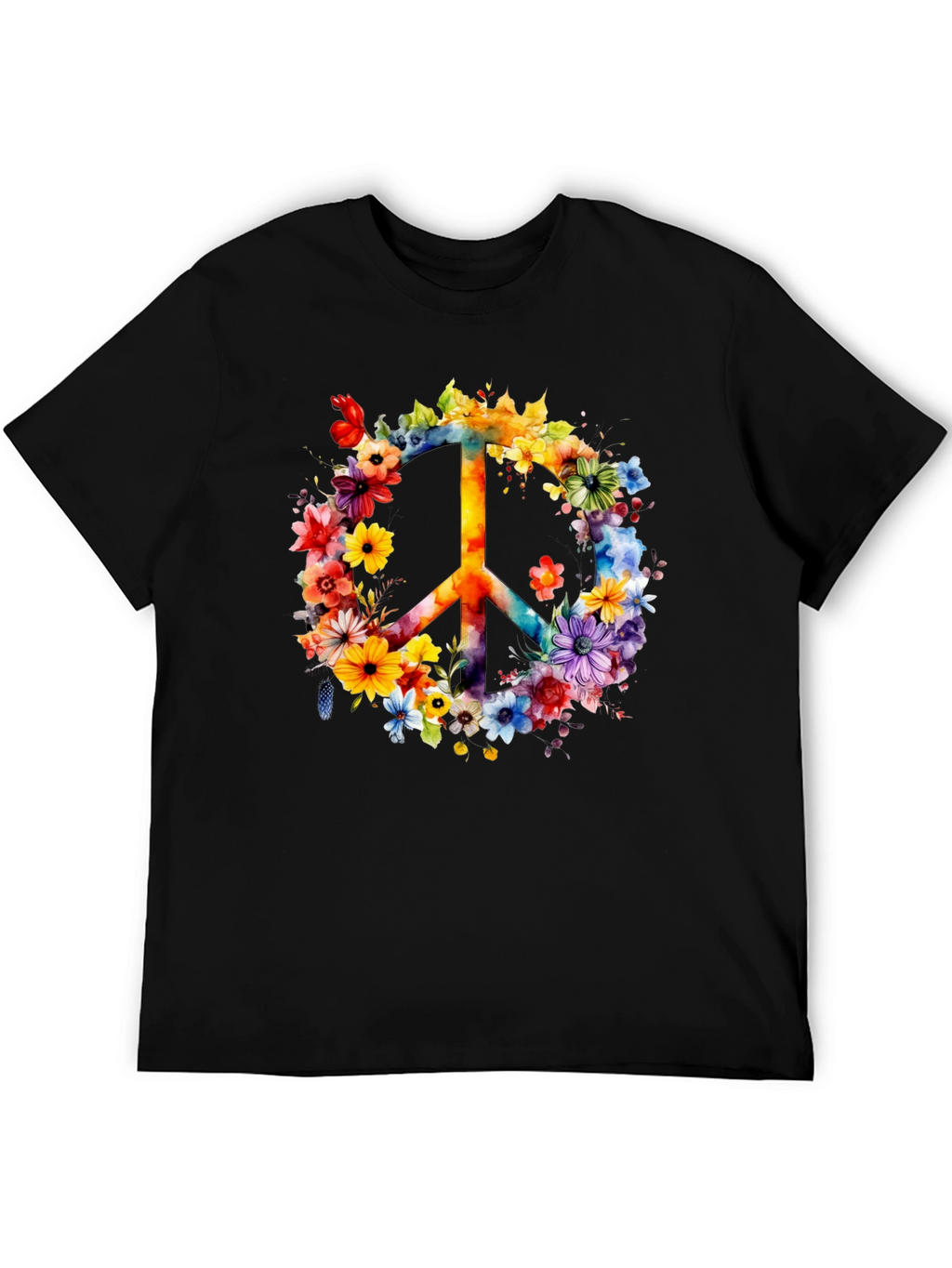 Floral Peace Sign Graphic T-Shirt