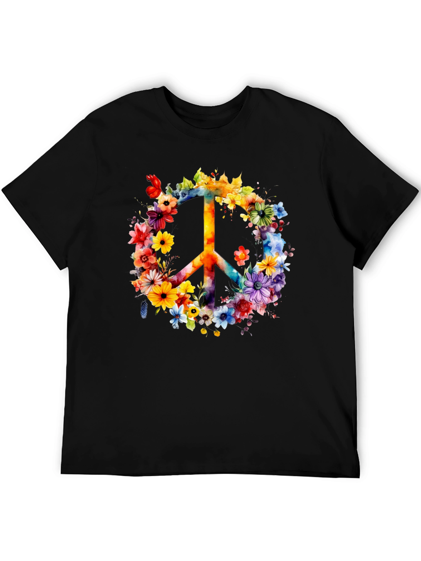 Floral Peace Sign Graphic T-Shirt
