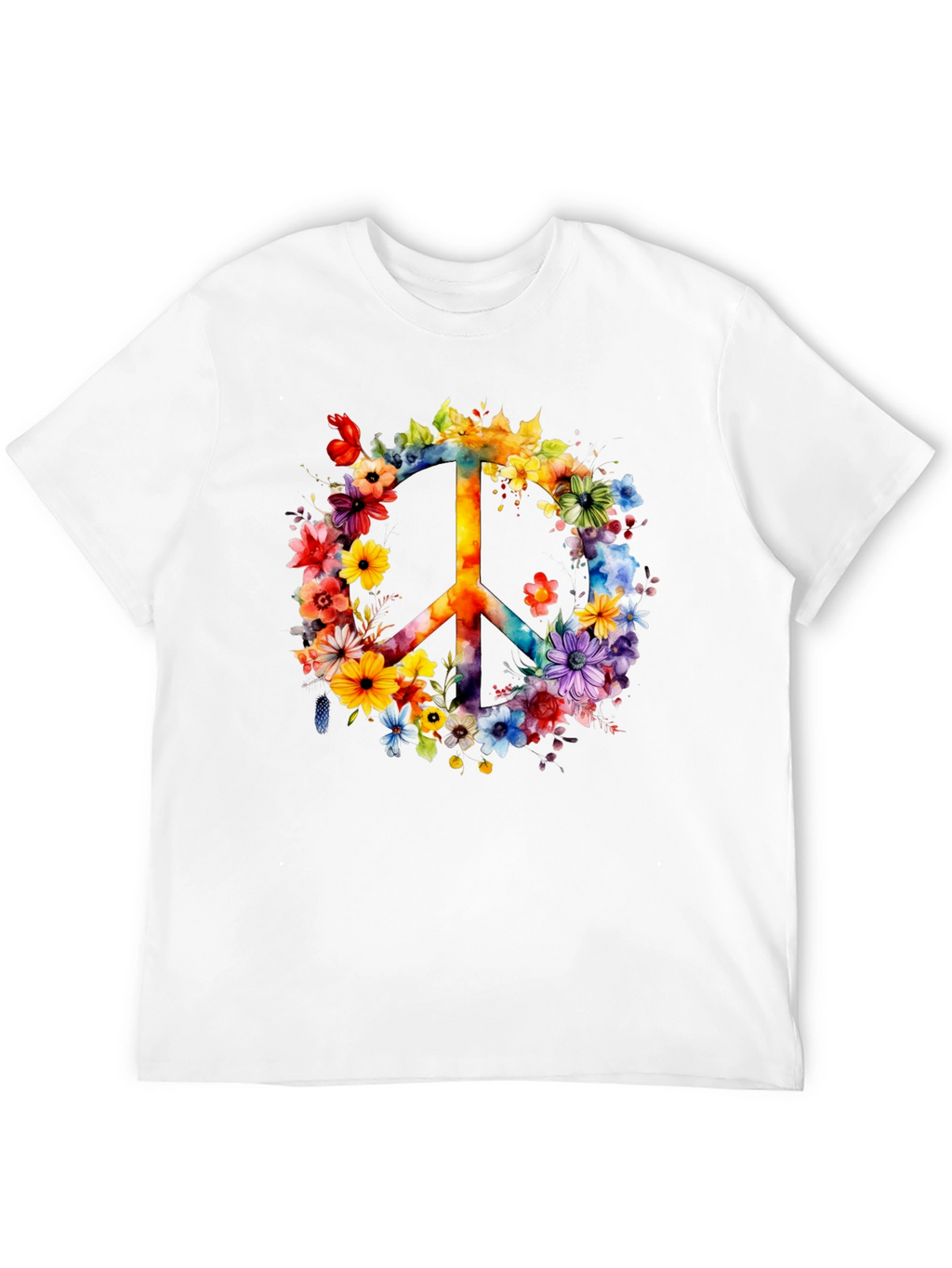 Floral Peace Sign Graphic T-Shirt