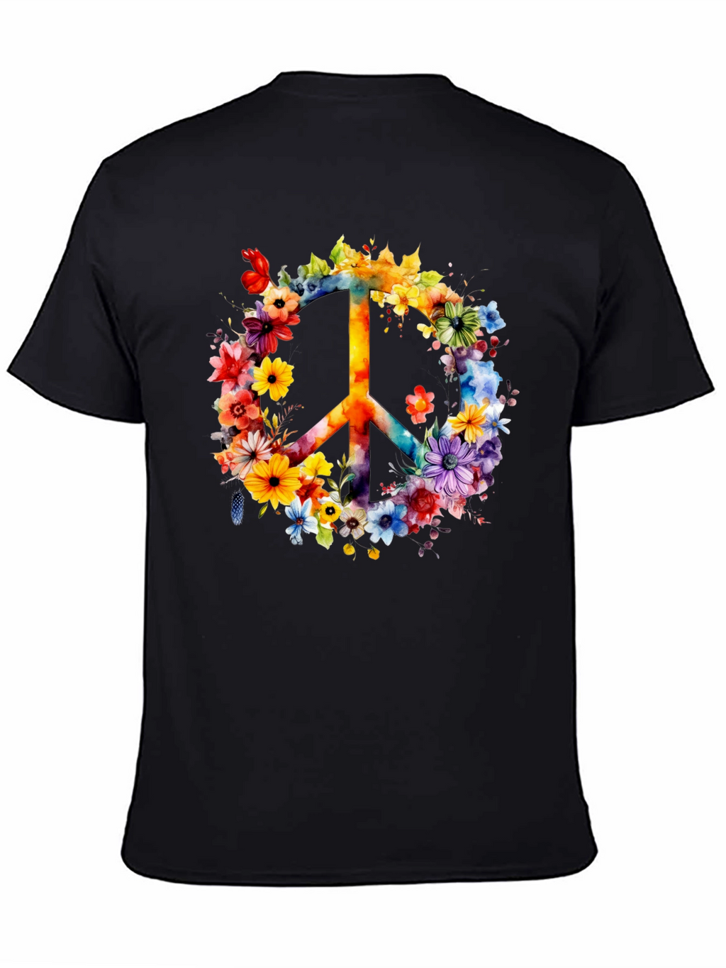 Floral Peace Sign Graphic T-Shirt
