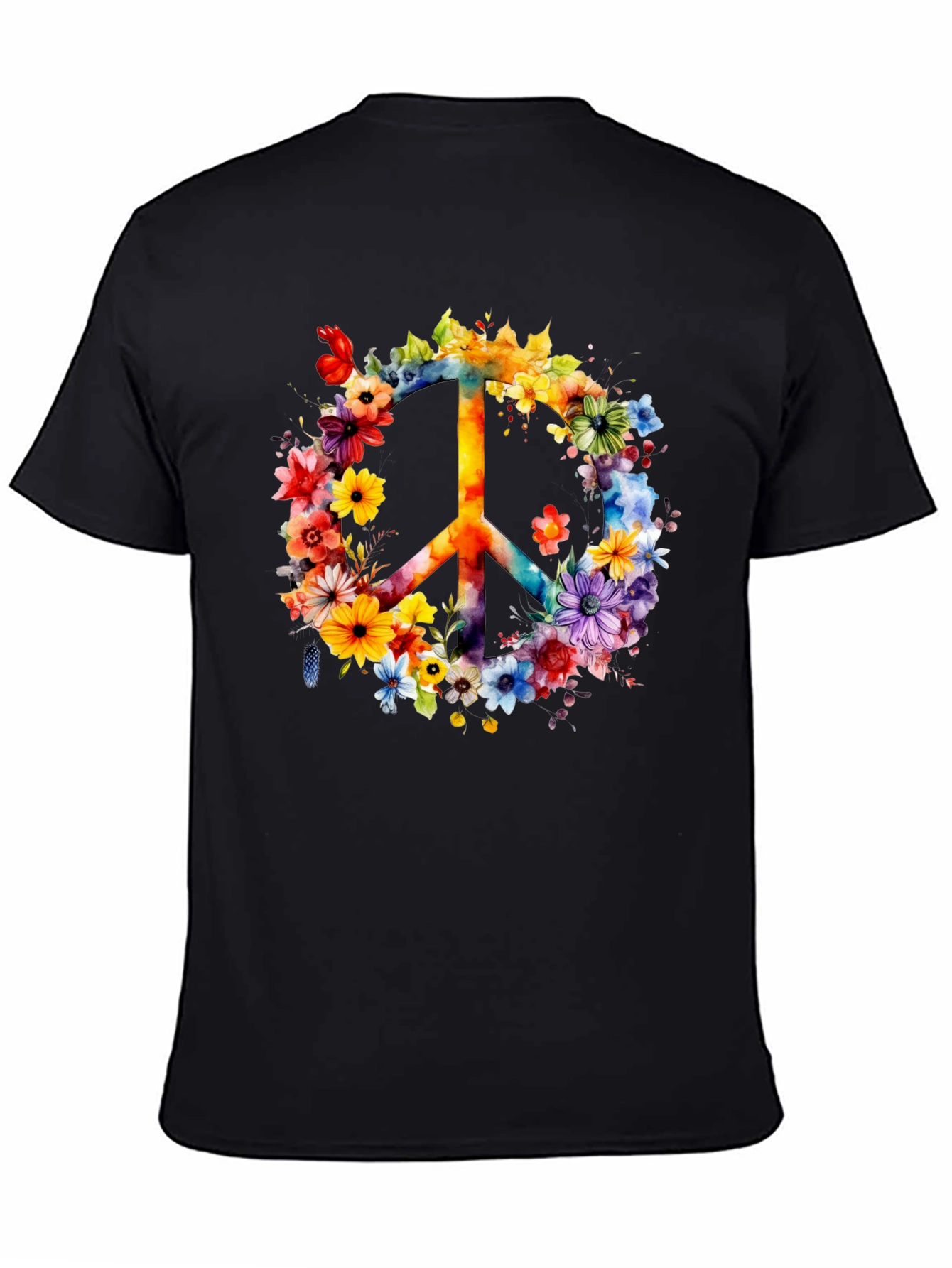 Floral Peace Sign Graphic T-Shirt