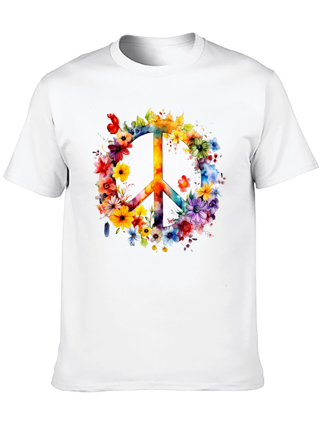 Floral Peace Sign Graphic T-Shirt