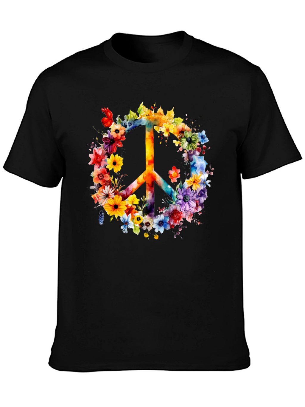 Floral Peace Sign Graphic T-Shirt