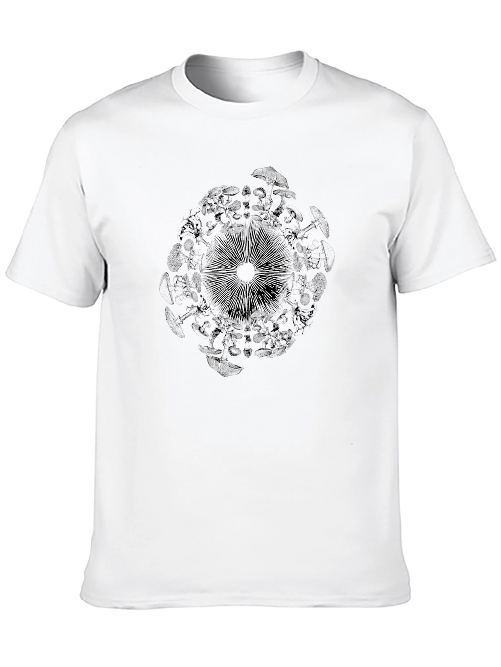 Mushroom Mandala Graphic Black T-Shirt