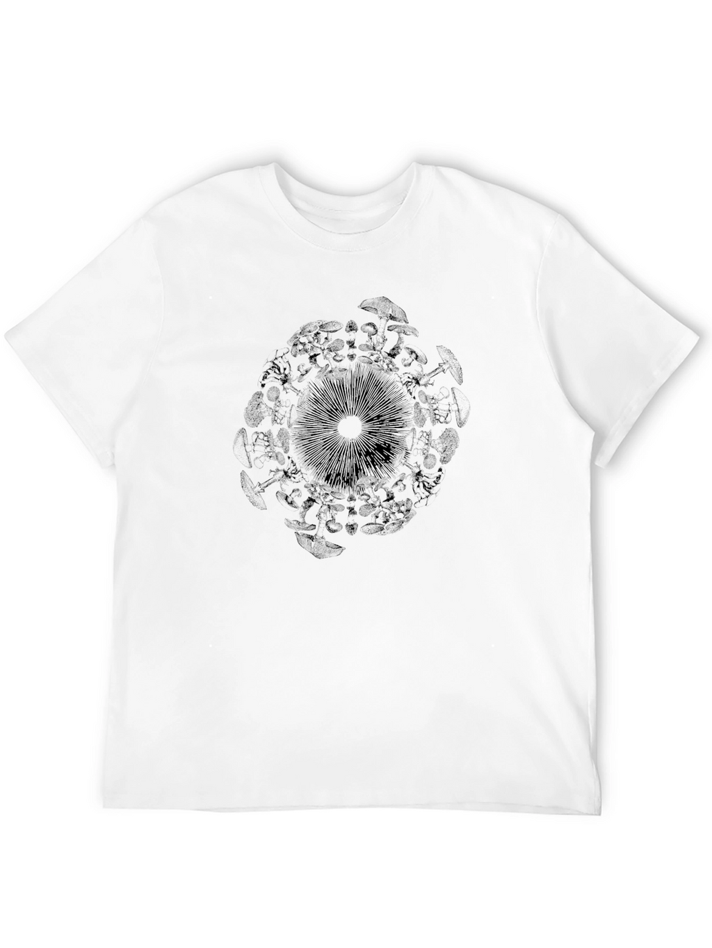 Mushroom Mandala Graphic Black T-Shirt