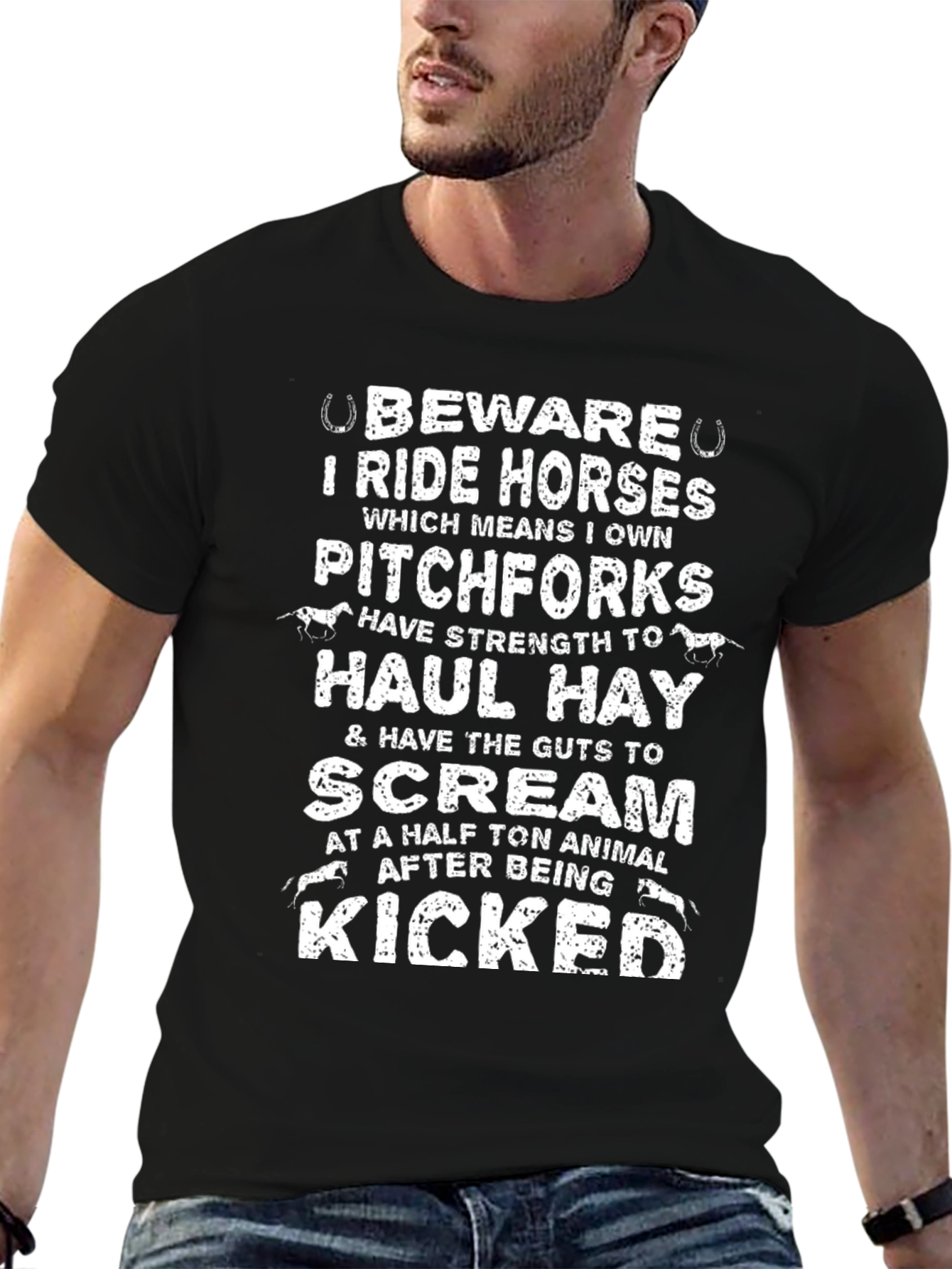 Beware I Ride Horses Graphic T-Shirt