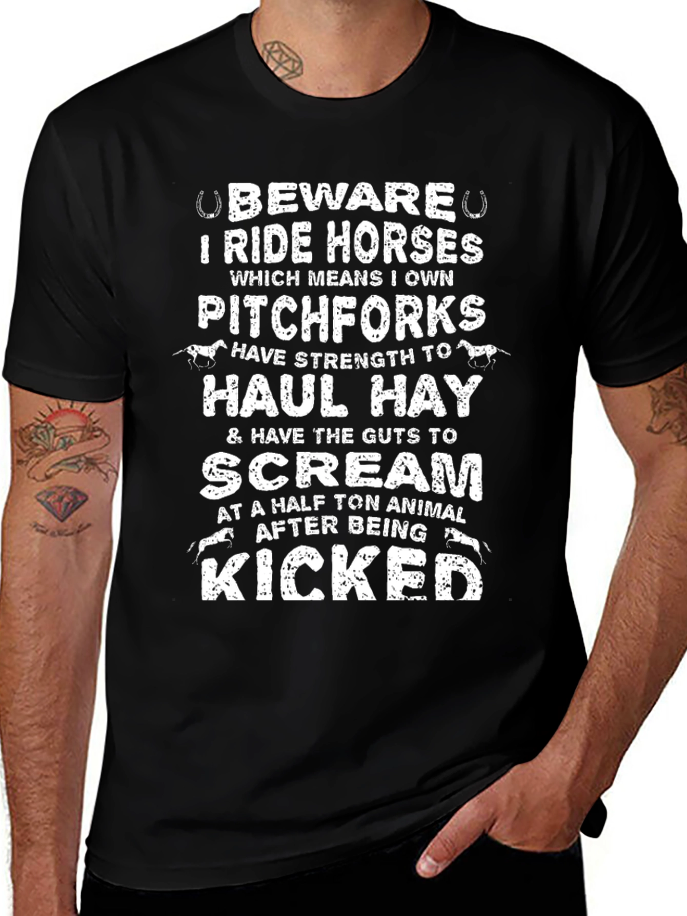 Beware I Ride Horses Graphic T-Shirt