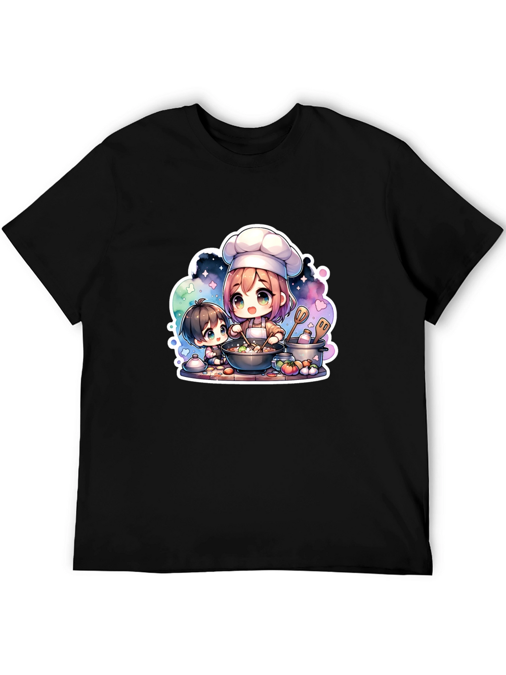 Anime Chef Graphic Black T-Shirt